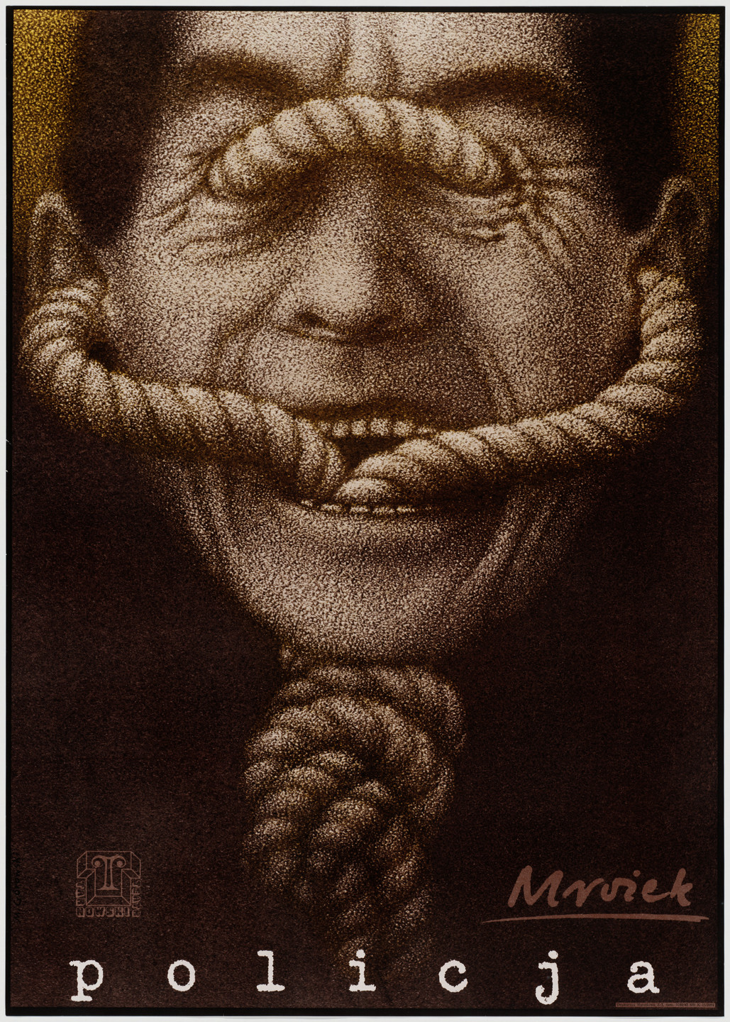 Mieczysław Górowski. Policja (Police) (Poster for play by Slawomira Mrozek). 1982