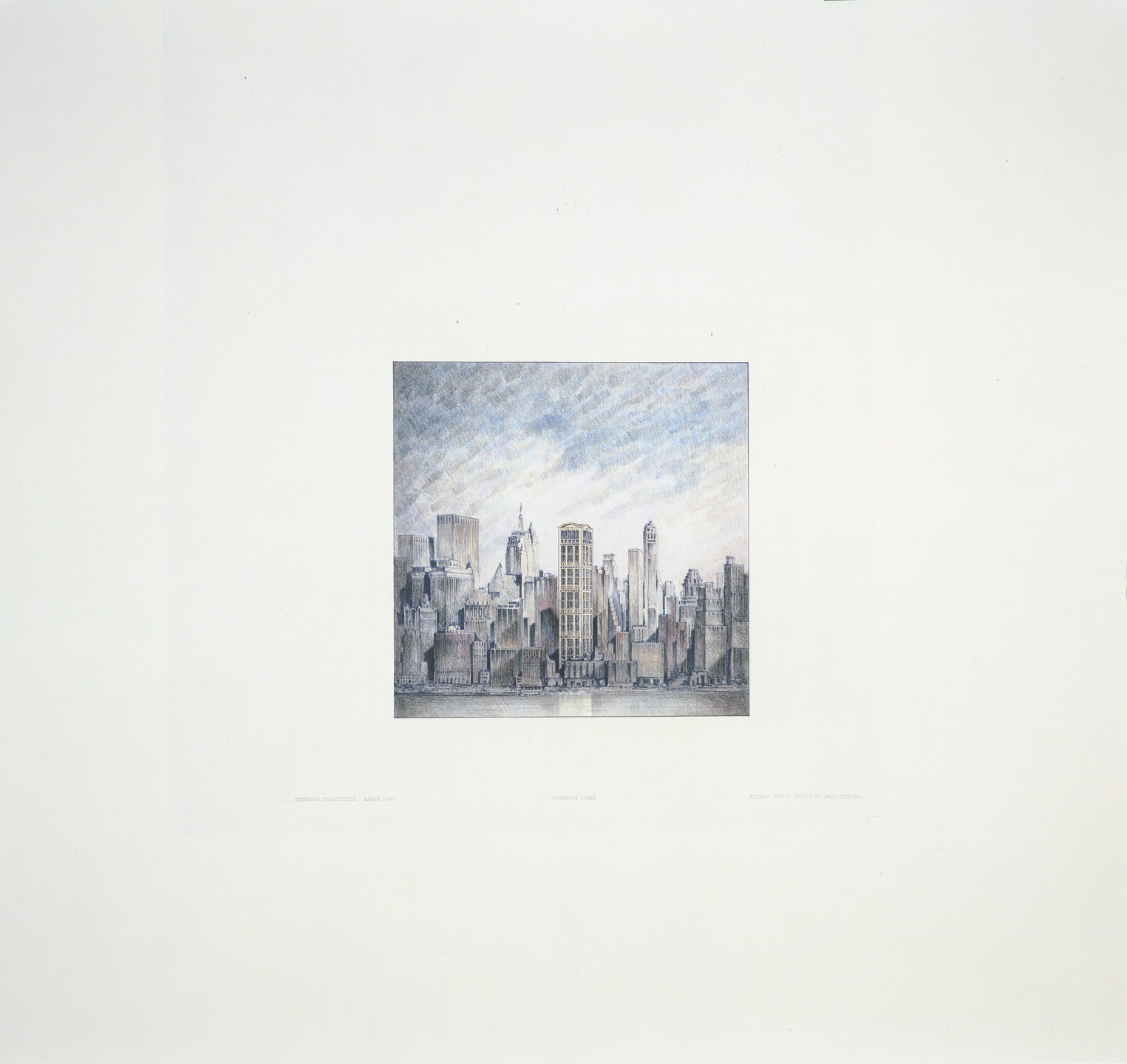 Ricardo Bofill. New York Tower, project, New York, New York, Exterior perspective. 1985