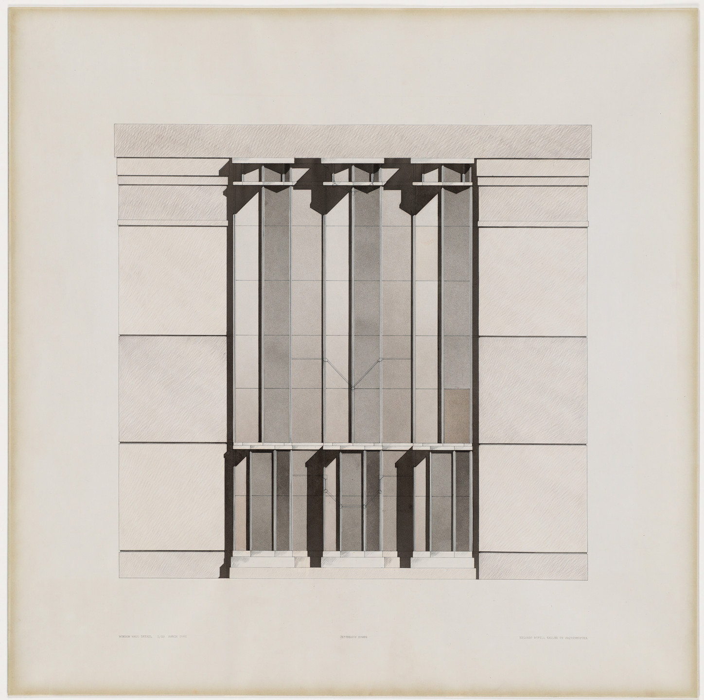 Ricardo Bofill. New York Tower, project, New York, New York, Window wall detail. 1985