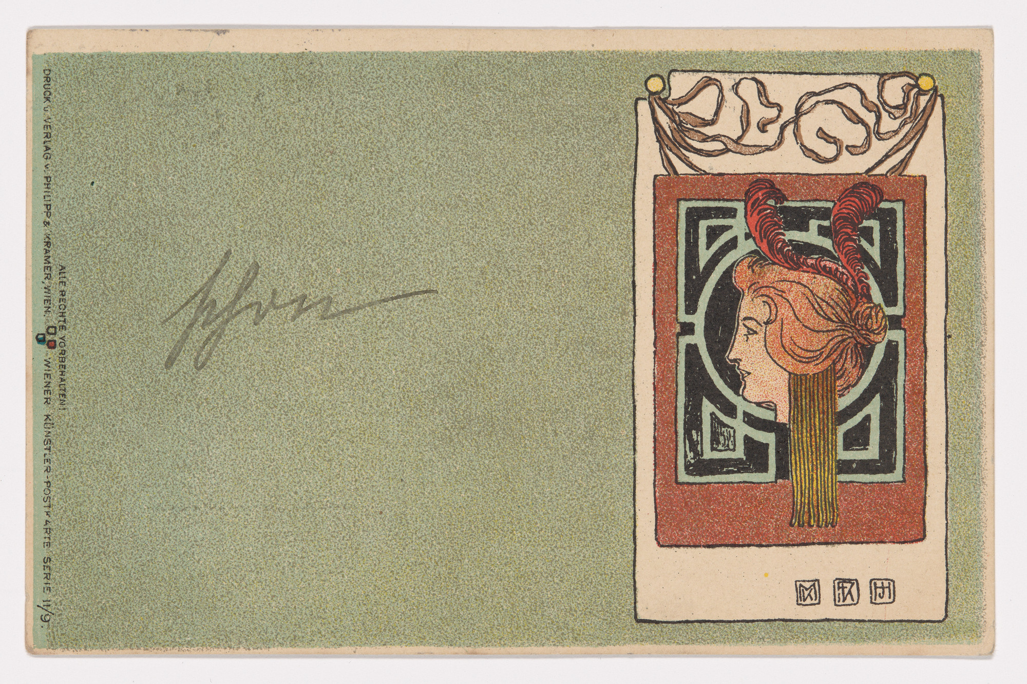 Koloman Moser, Josef Hoffmann, Friedrich König. Wiener Künstler-Postkarte Serie II / 9. 1898