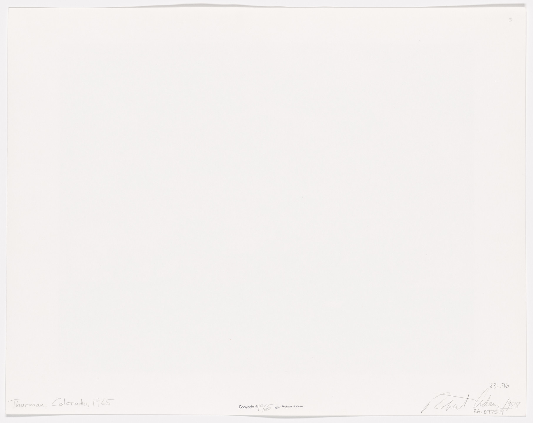Robert Adams. Thurman, Colorado. 1965