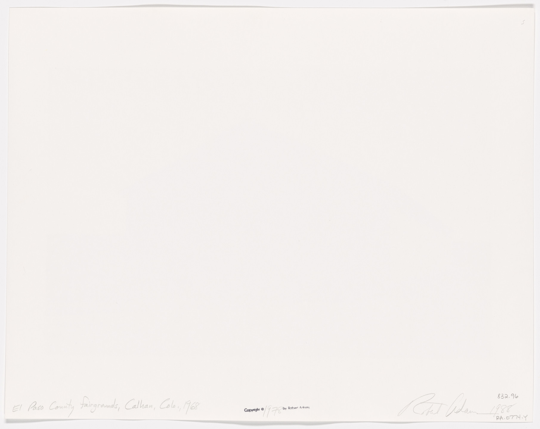 Robert Adams. El Paso County Fairgrounds, Calhan, Colorado. 1968