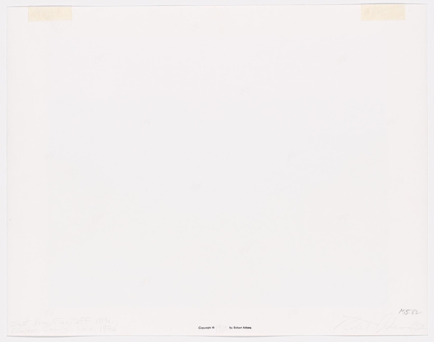 Robert Adams. East from Flagstaff Mountain, Boulder County, Colorado. 1976