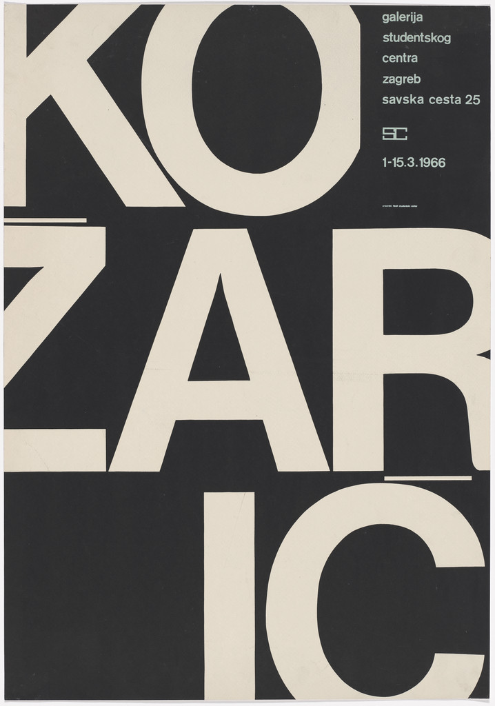 Poster for an exhibition of works by Ivan Kožarić, Galerija SC