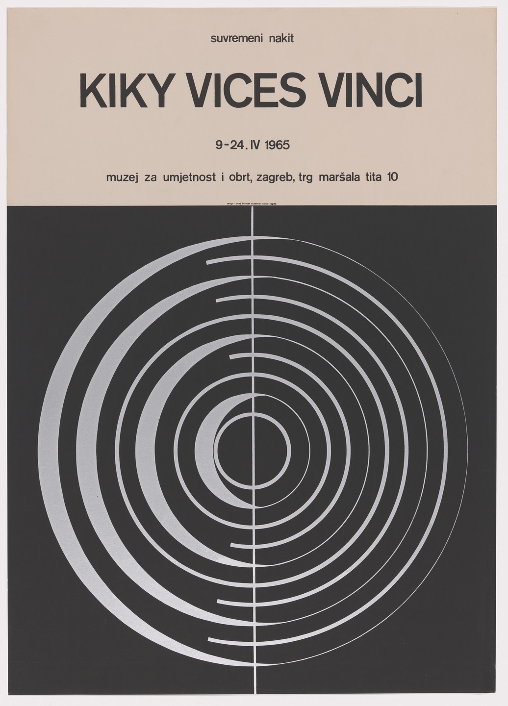 Ivan Picelj. Exhibition poster for &#34;Kiky Vinces Vinci&#34; at the Museum of Contemporary Art, Zagreb. 1965