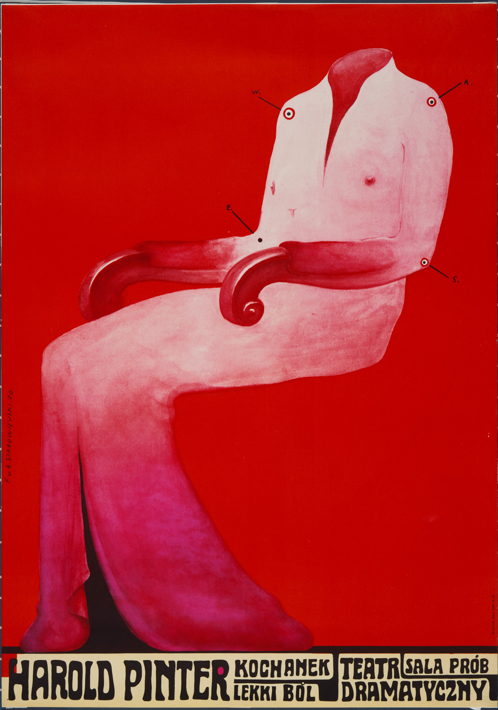 Franciszek Starowieyski. Kochanek Lekki Bol (The Lover) (Poster for Warsaw production of the 1962 play by Harold Pinter). 1970