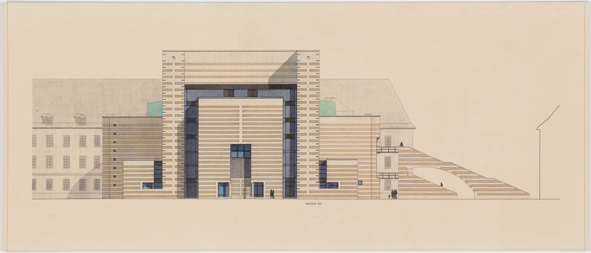 アート・デザイン・音楽 Mario Botta Seen by Pino Musi, 1st 1996 Mario Botta. Cultural Center, Chambéry, France, East elevation