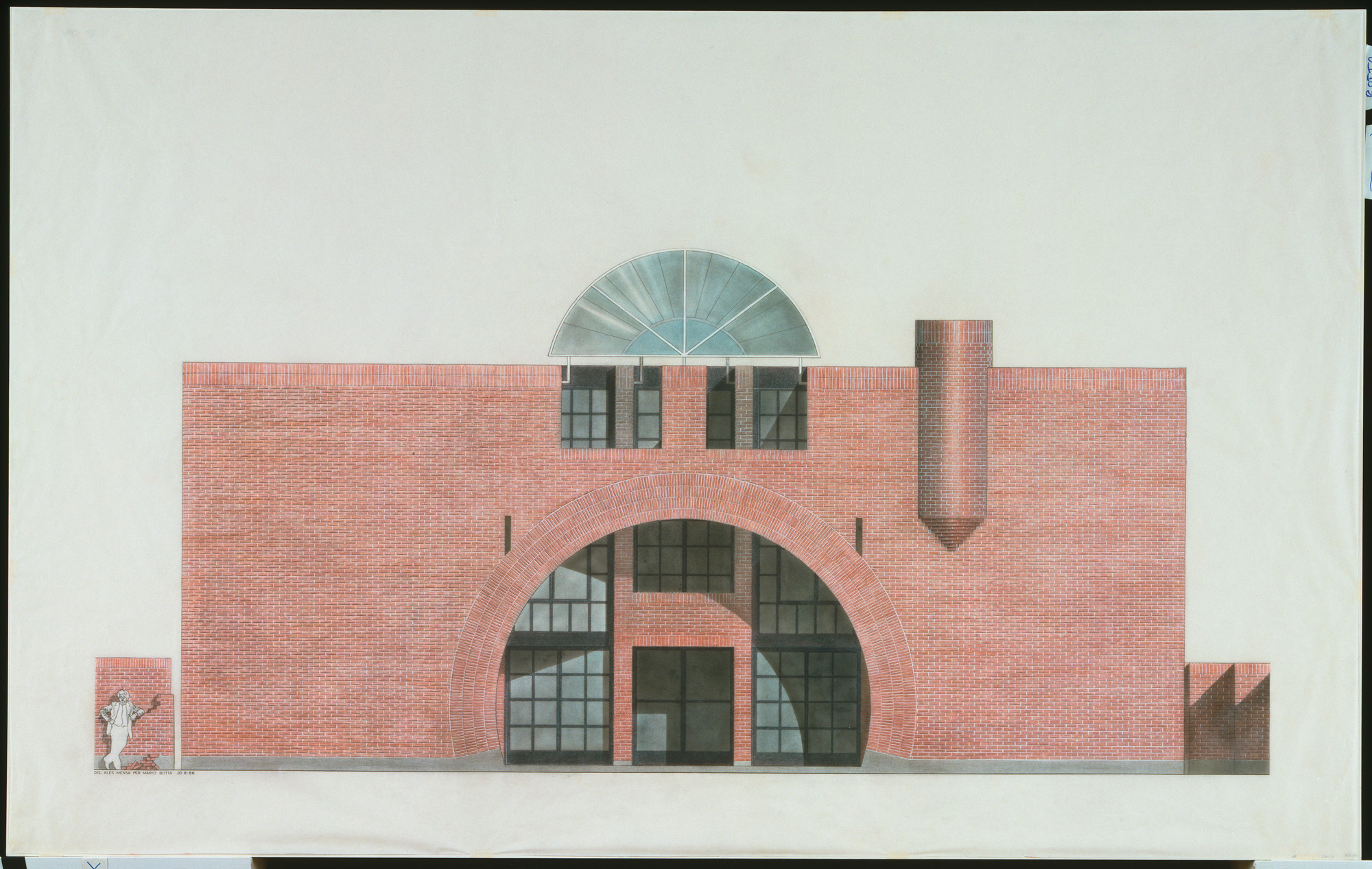 Mario Botta. House, Morbio Inferiore, Switzerland, Elevation. 1986