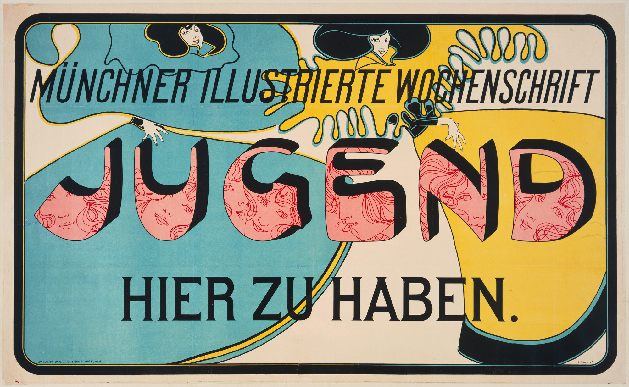 Josef Rudolf Witzel. Münchner Illustrierte Wochenschrift, Jugend, Hier Zu Haben (Münich illustrated weekly magazine &#34;Youth&#34; on sale here). 1896