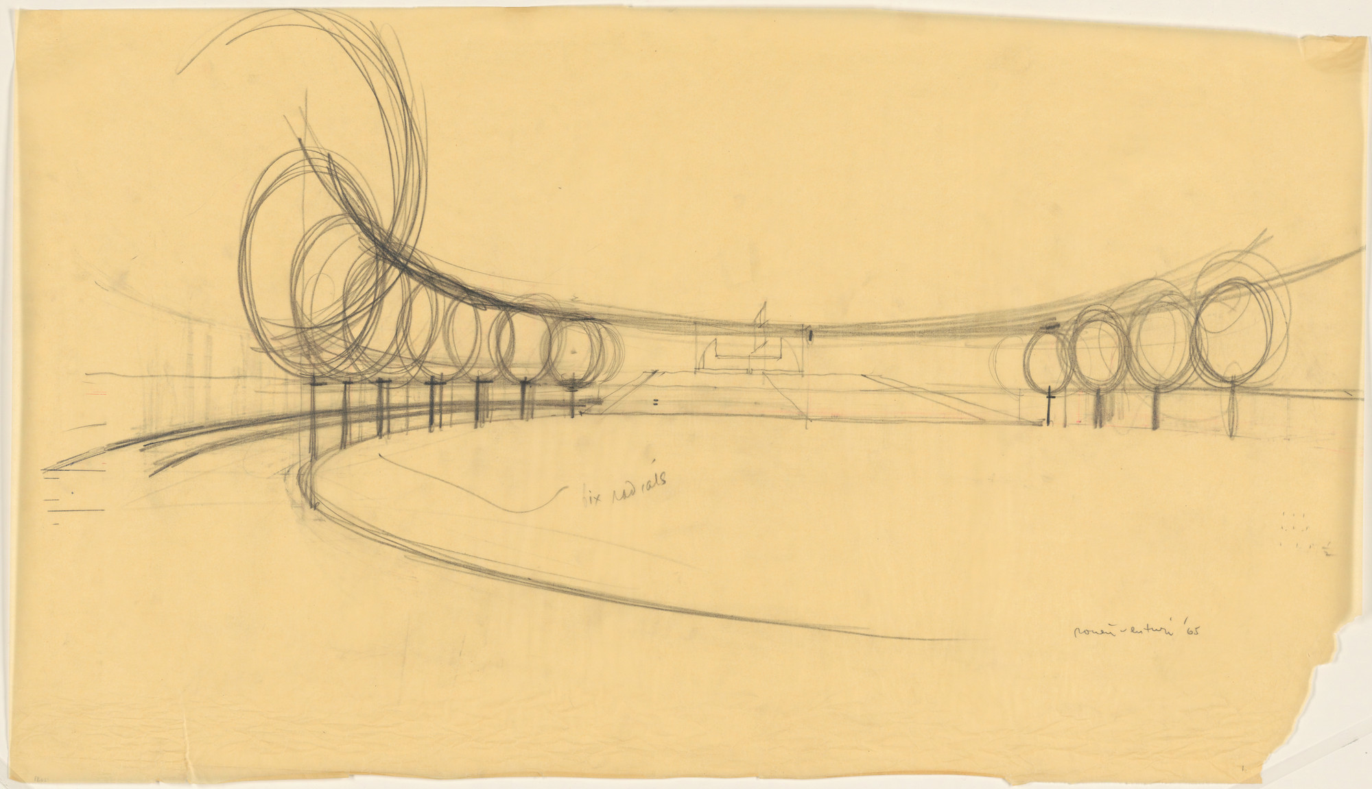Venturi and Rauch, Robert Venturi, John Rauch. City Hall, project, North Canton, Ohio, Perspective sketch. 1965
