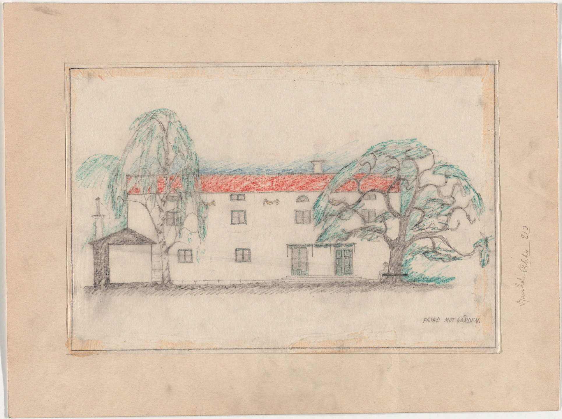 Erik Gunnar Asplund. Villa Snellman, Djursholm, Sweden, Elevation of garden facade, sketch. c. 1917
