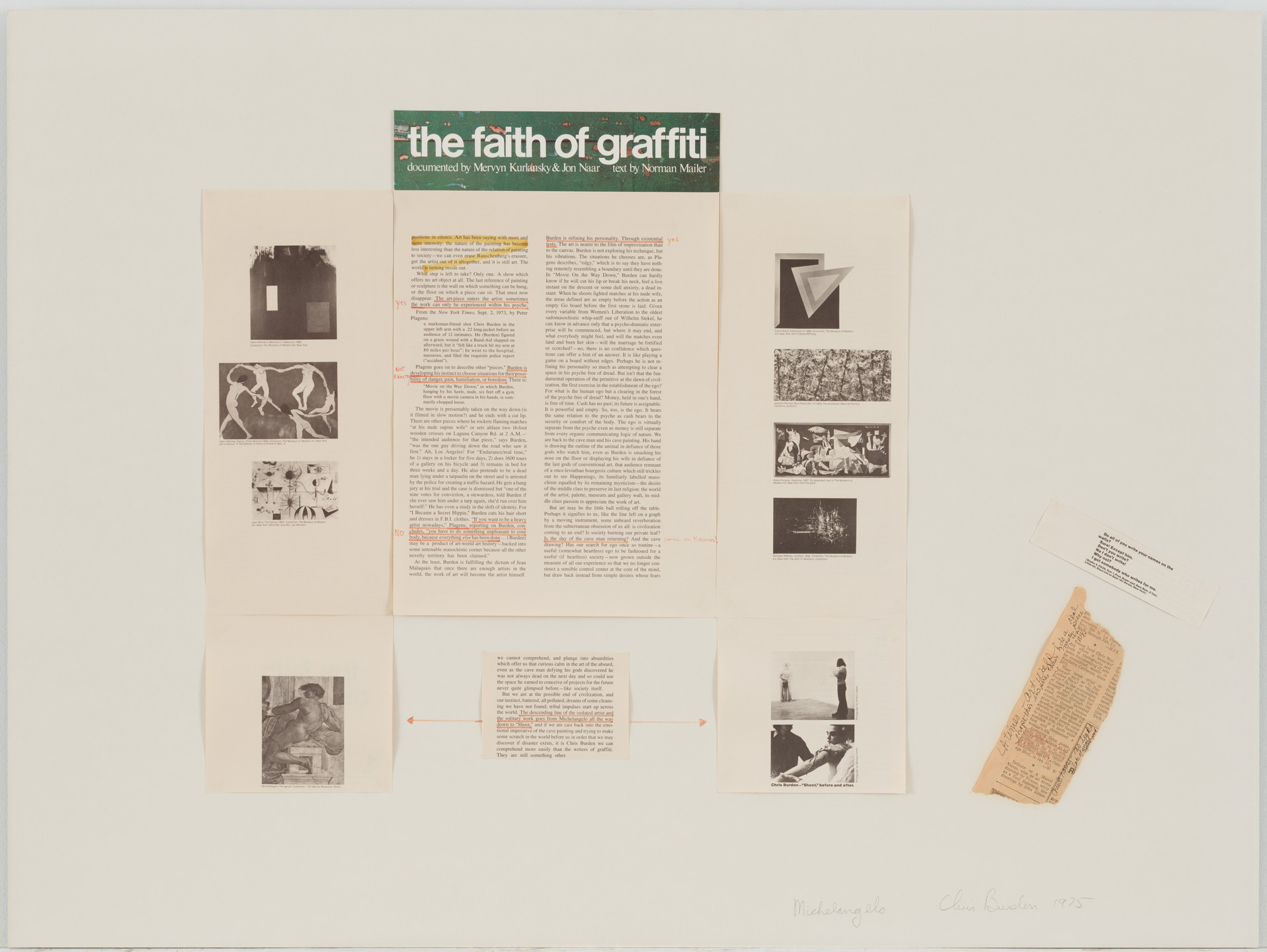 Chris Burden. Michelangelo. 1975