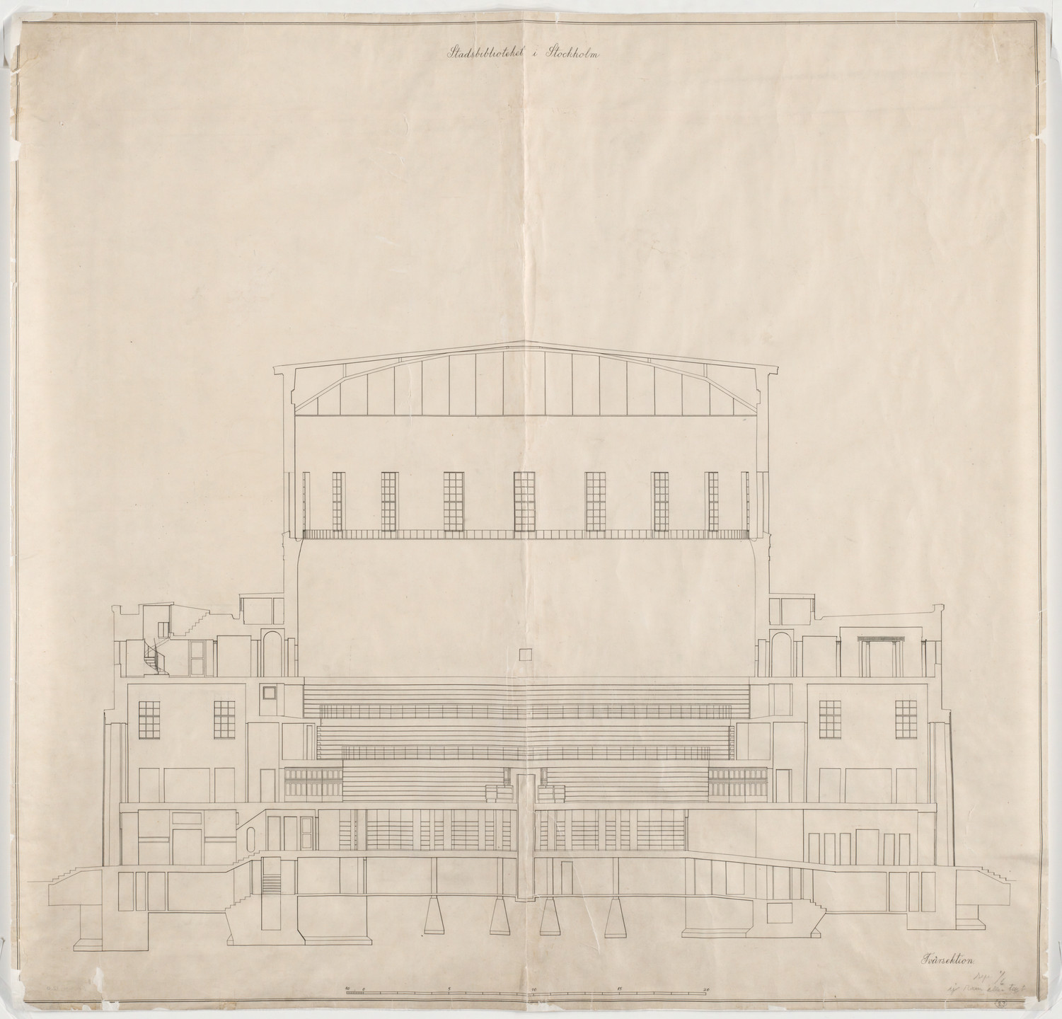 Erik Gunnar Asplund. Public Library, Stockholm, Sweden, Section. Unknown
