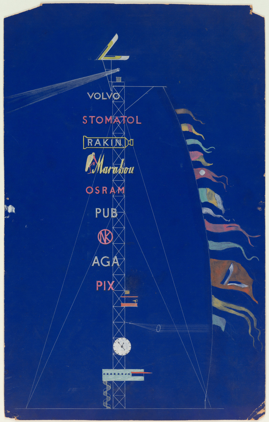 Erik Gunnar Asplund. Stockholm Exhibition, Stockholm, Sweden (Elevation of advertising tower). 1930
