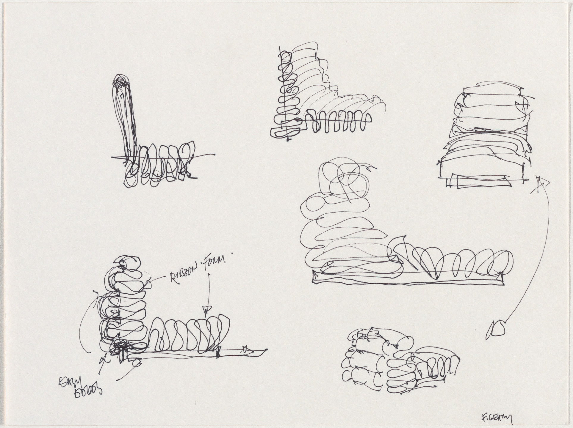 Frank O. Gehry. Sketch for Bubbles Lounge Chair. 1987