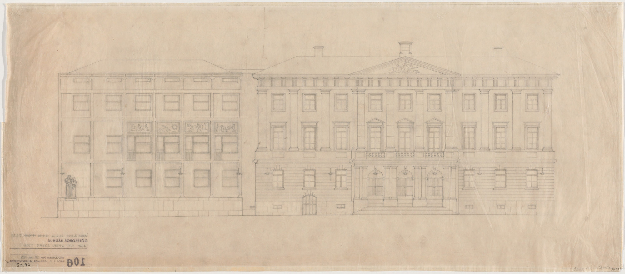 Erik Gunnar Asplund. Law Courts Annex, Gothenburg, Sweden, Exterior elevation