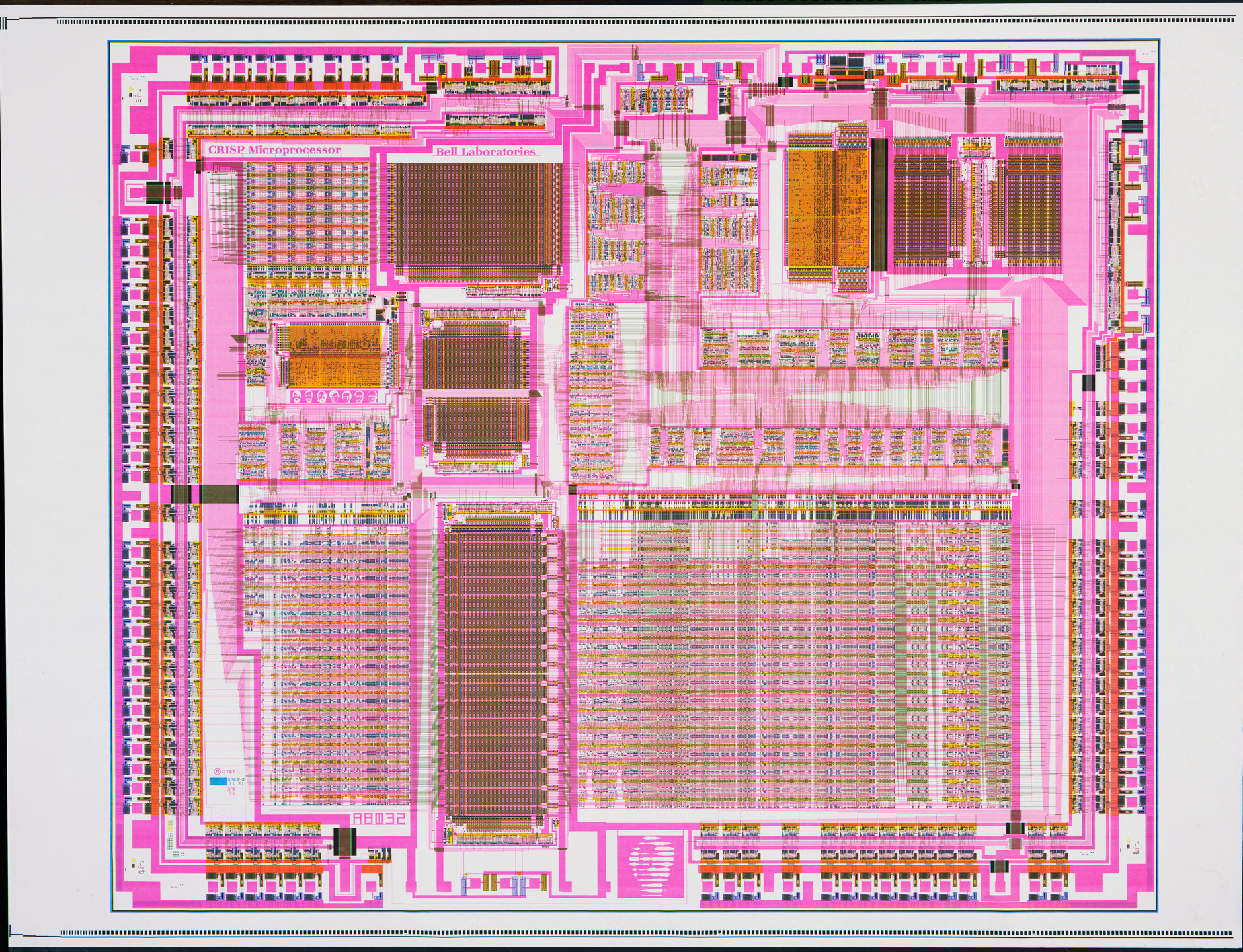 AT&amp;T Bell Laboratories, Murray Hill, NJ. Detail of Microprocessor (CRISP) Diagram. 1986