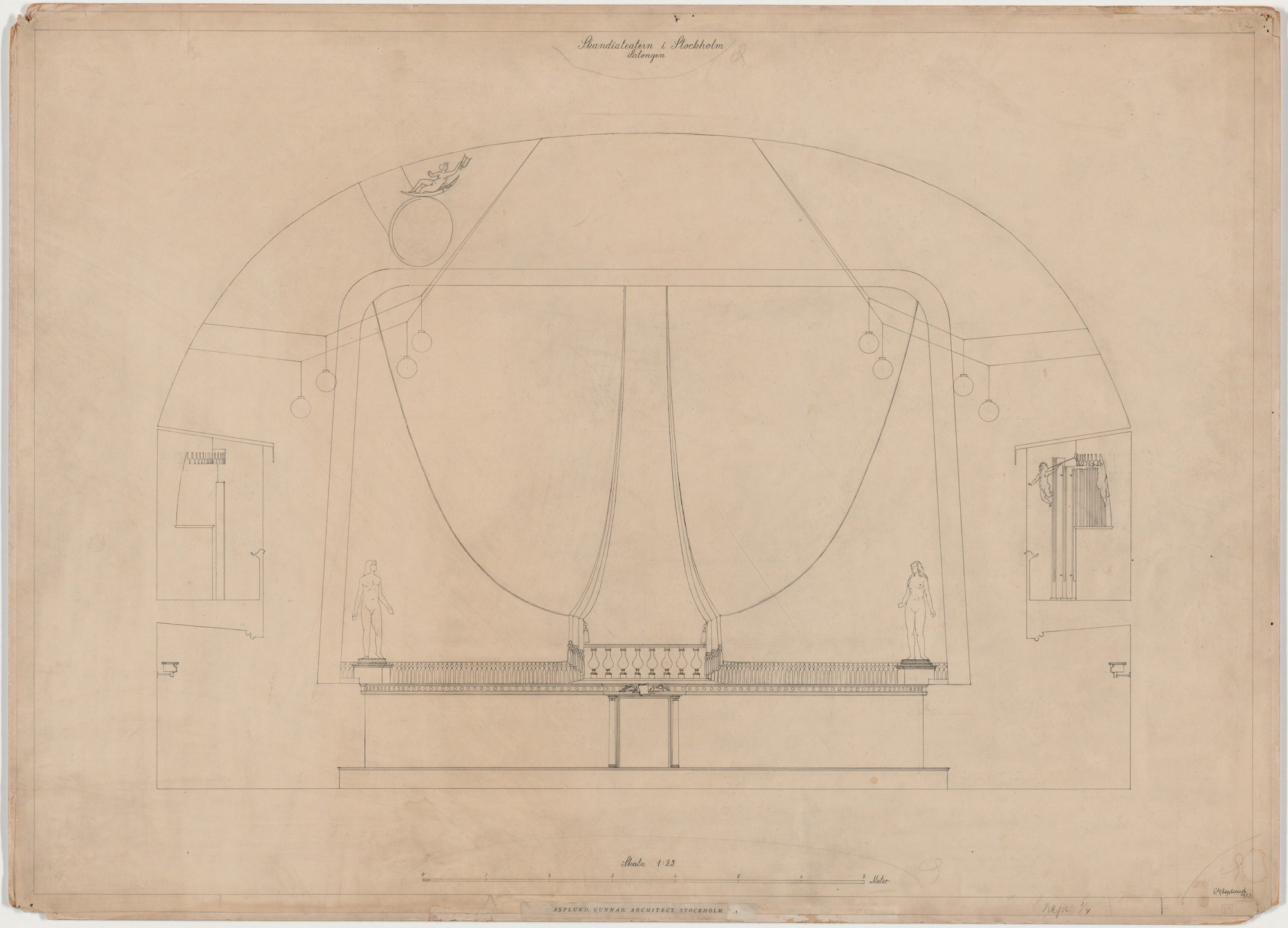 Erik Gunnar Asplund. Skandia Cinema, Stockholm, Sweden, Elevation of front of auditorium. 1923