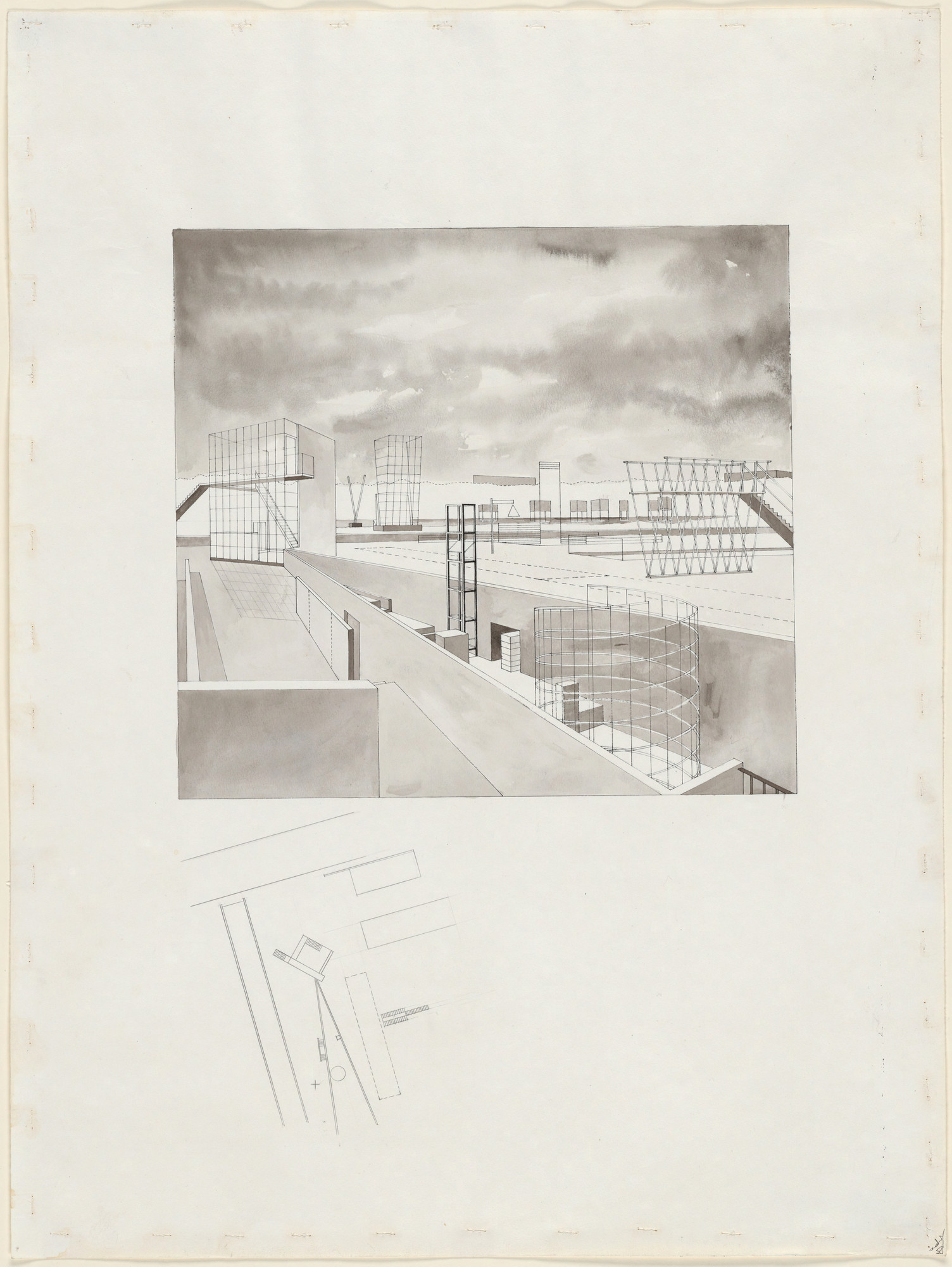Steven Holl. Porta Vittoria, project, Milan, Italy
Garden of Sounds, perspective and plan