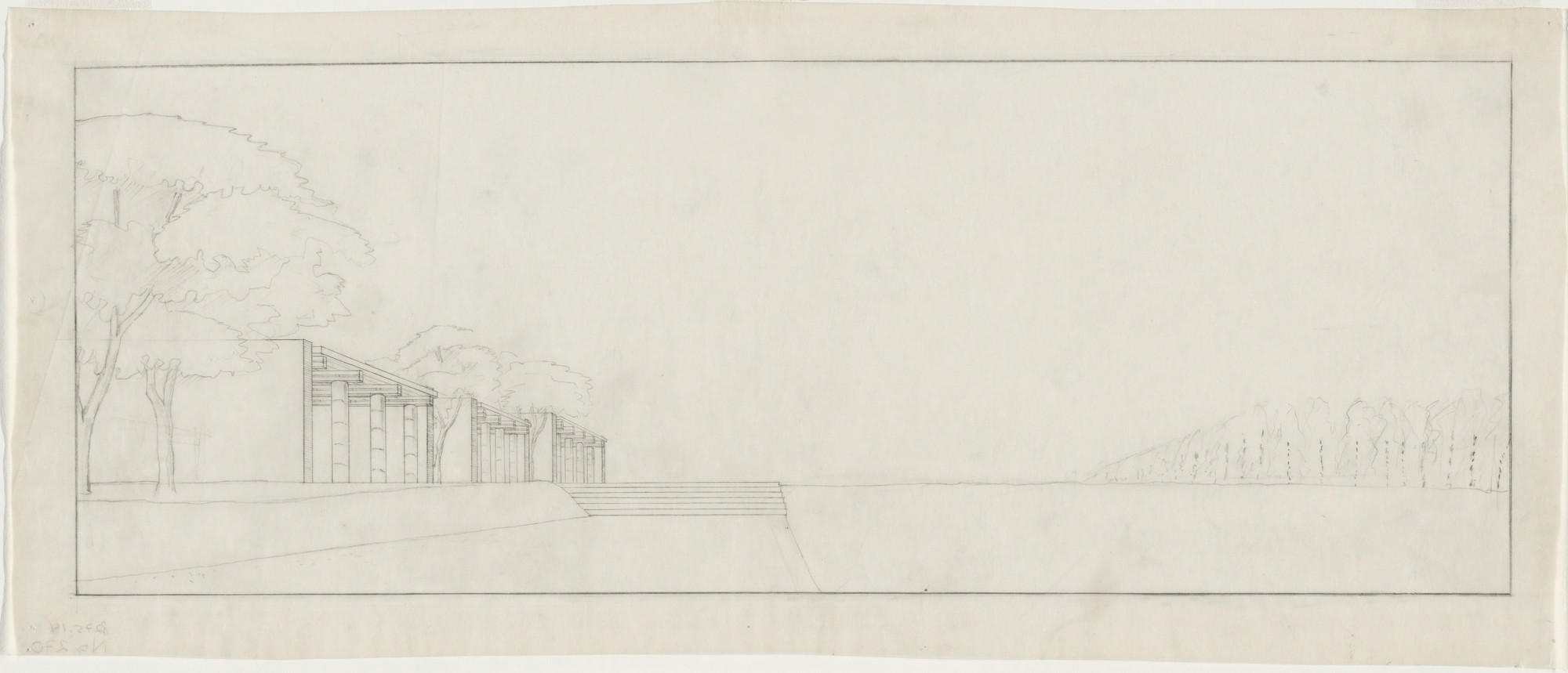 Erik Gunnar Asplund. Woodland Crematorium, Woodland Cemetery, Stockholm, Sweden, First version: exterior perspective. Unknown