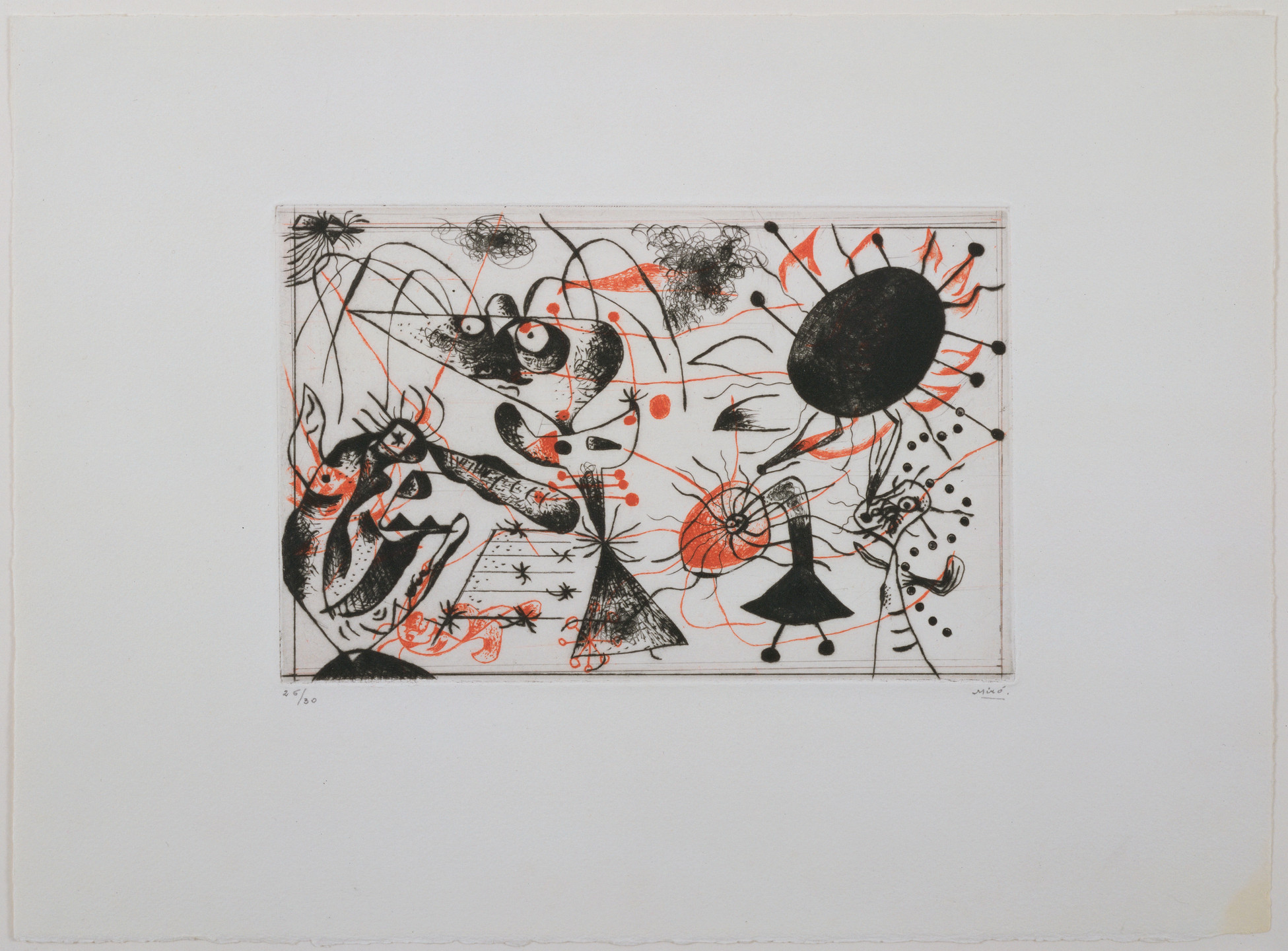 Joan Miró. Untitled from Black and Red Series (Série noire et rouge). 1938