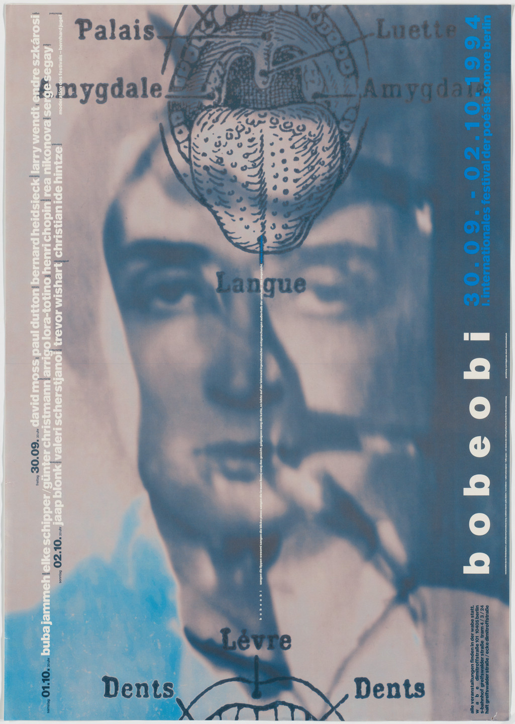 Cyan, Sophie Alex, Wilhelm Ebentreich, Detlef Fiedler, Daniela Haufe, Siegfried Jablonsky. First International Festival der Poesie Sonore, Berlin 1994. 1994