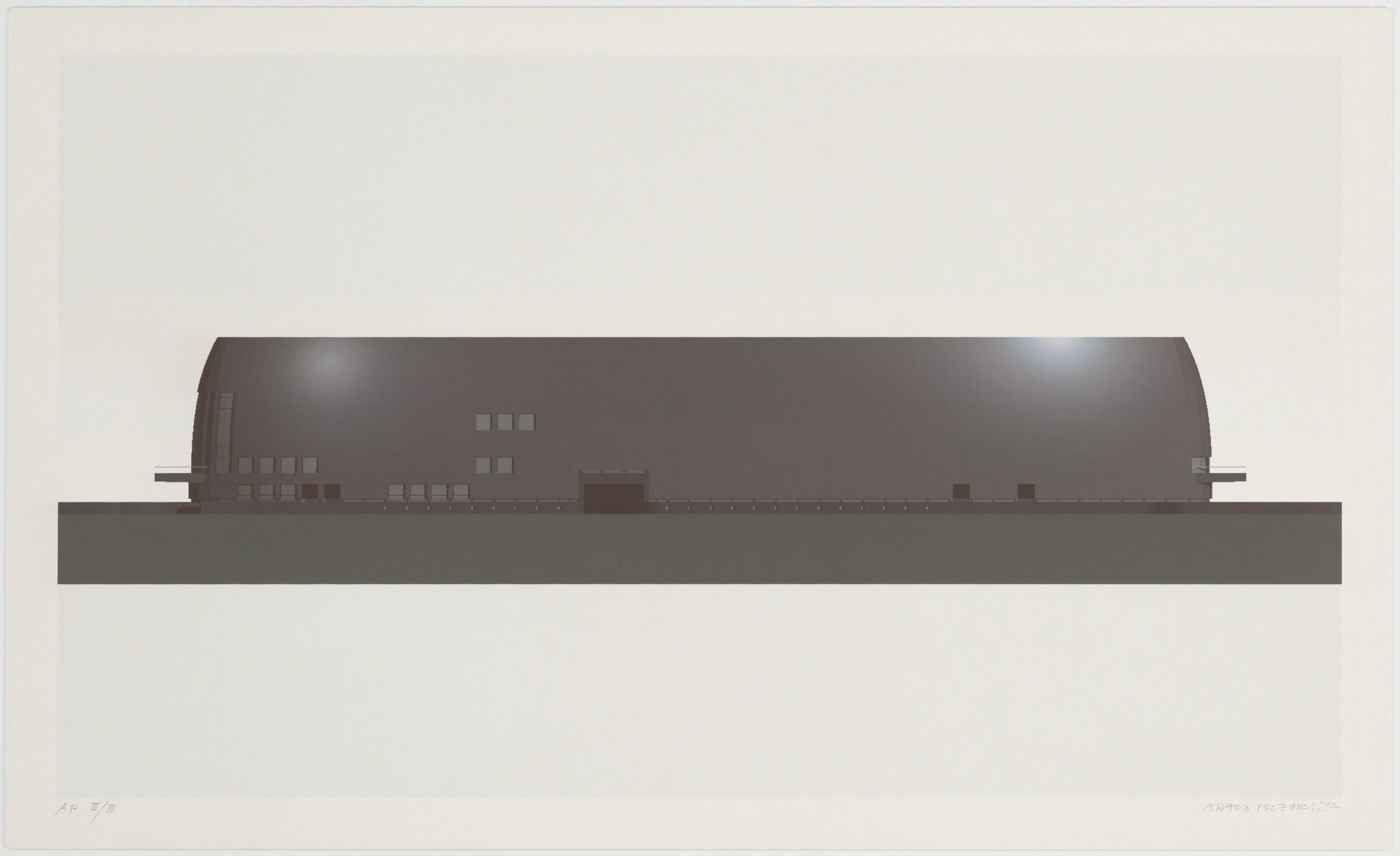 Arata Isozaki. Nara Convention Hall, Nara, Japan, West elevation