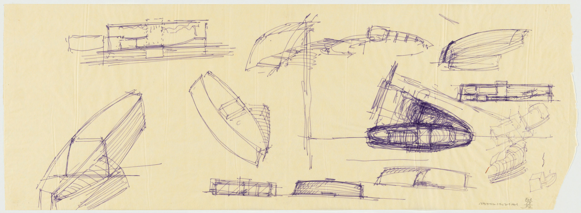 Arata Isozaki. Nara Convention Hall, Nara, Japan, Preliminary sketches