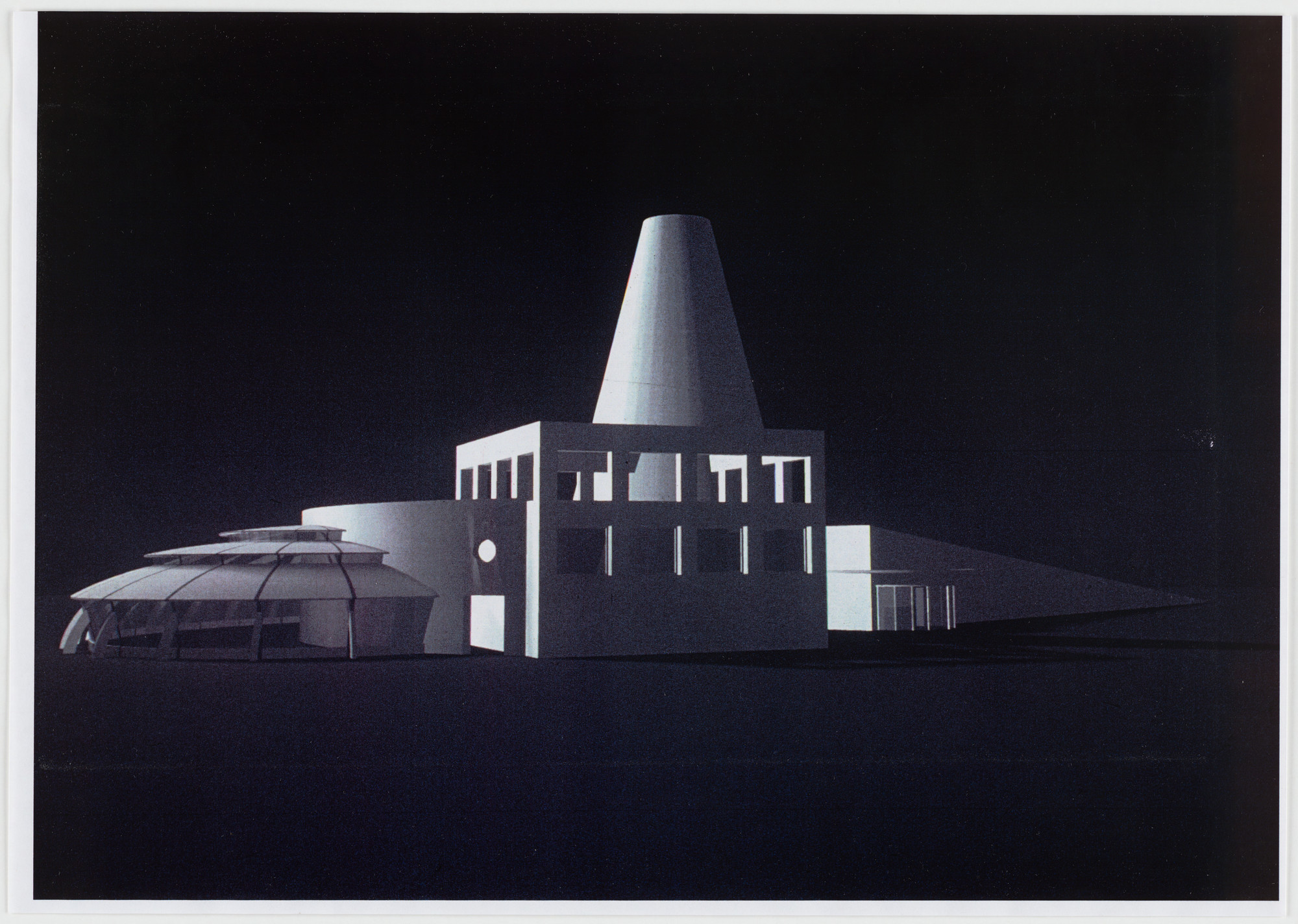 Mario Bellini. Motorway Service Station Project
Exterior perspective