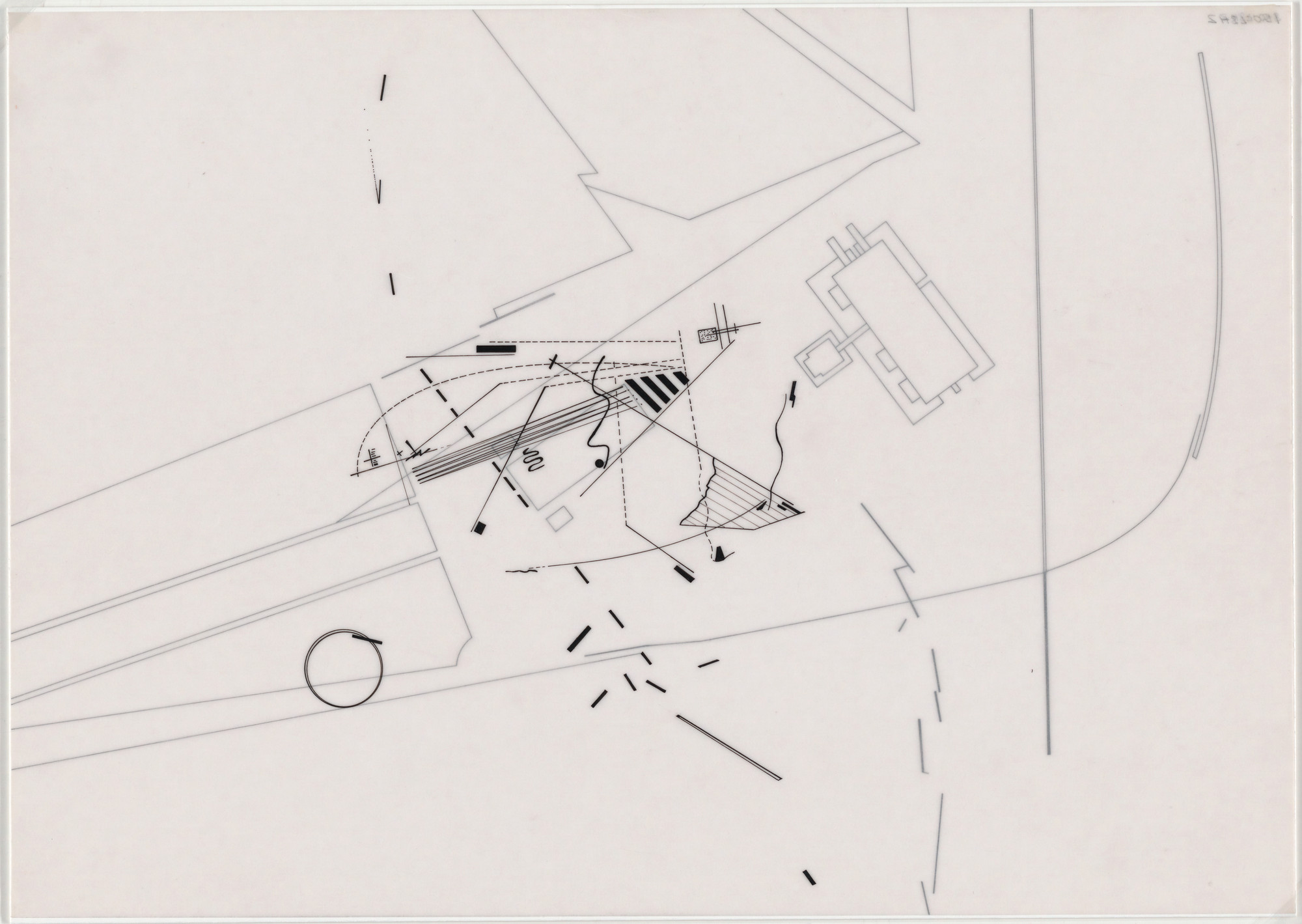 Zaha Hadid. Parc de la Villette Project, Paris, France (Base Plan [as Existing] and Moving Elements). 1982-83