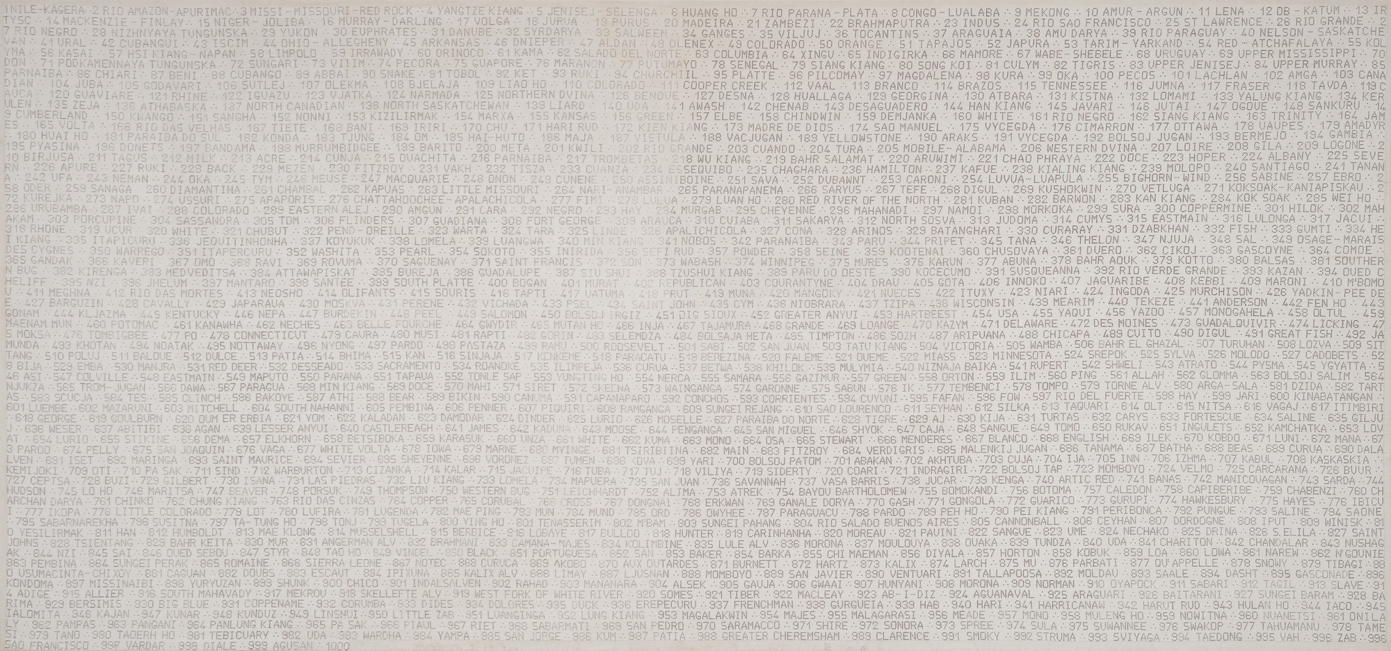 Alighiero Boetti. The Thousand Longest Rivers of the World. 1976-82