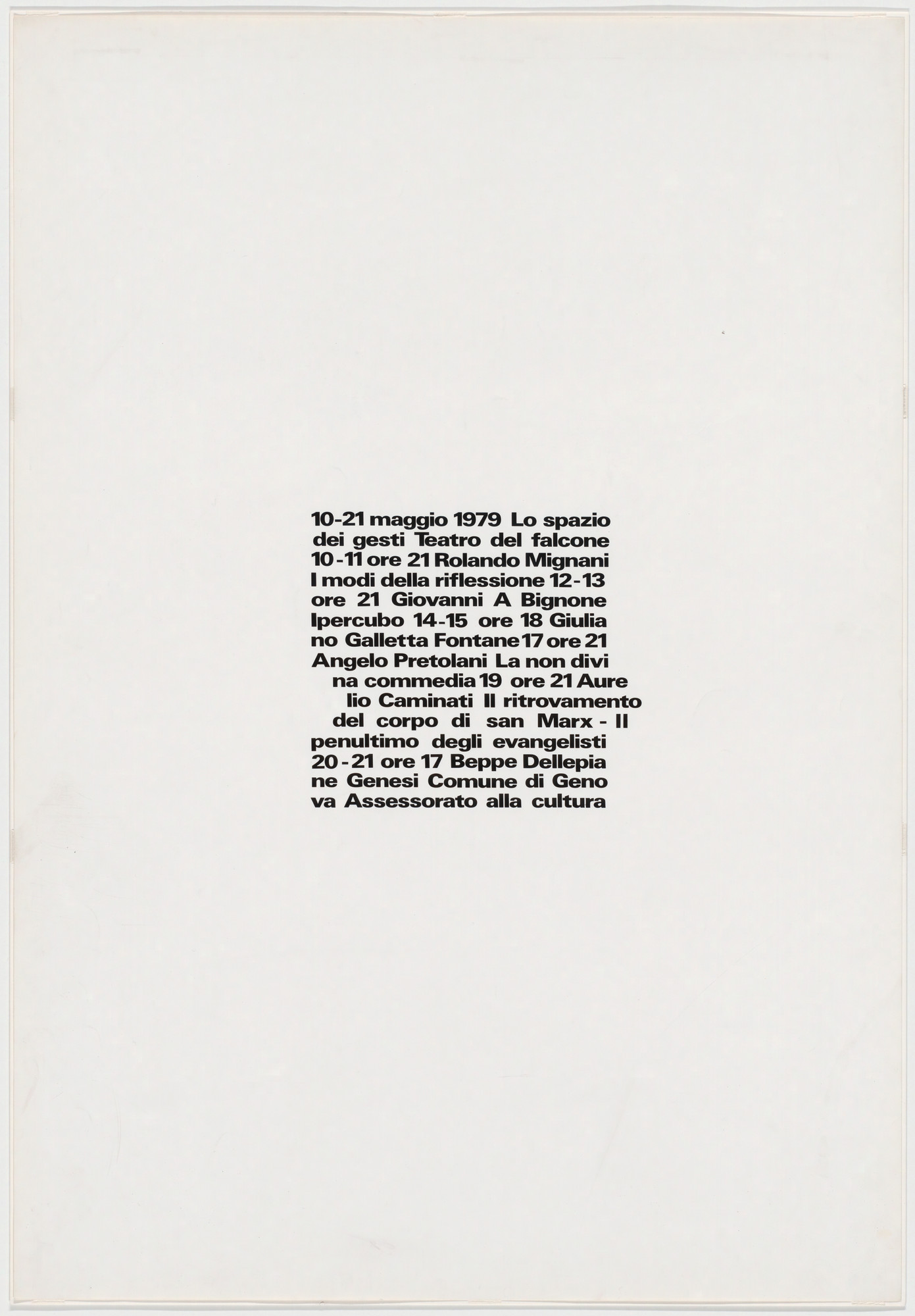 A. G. Fronzoni. Lo Spazio dei Gesti