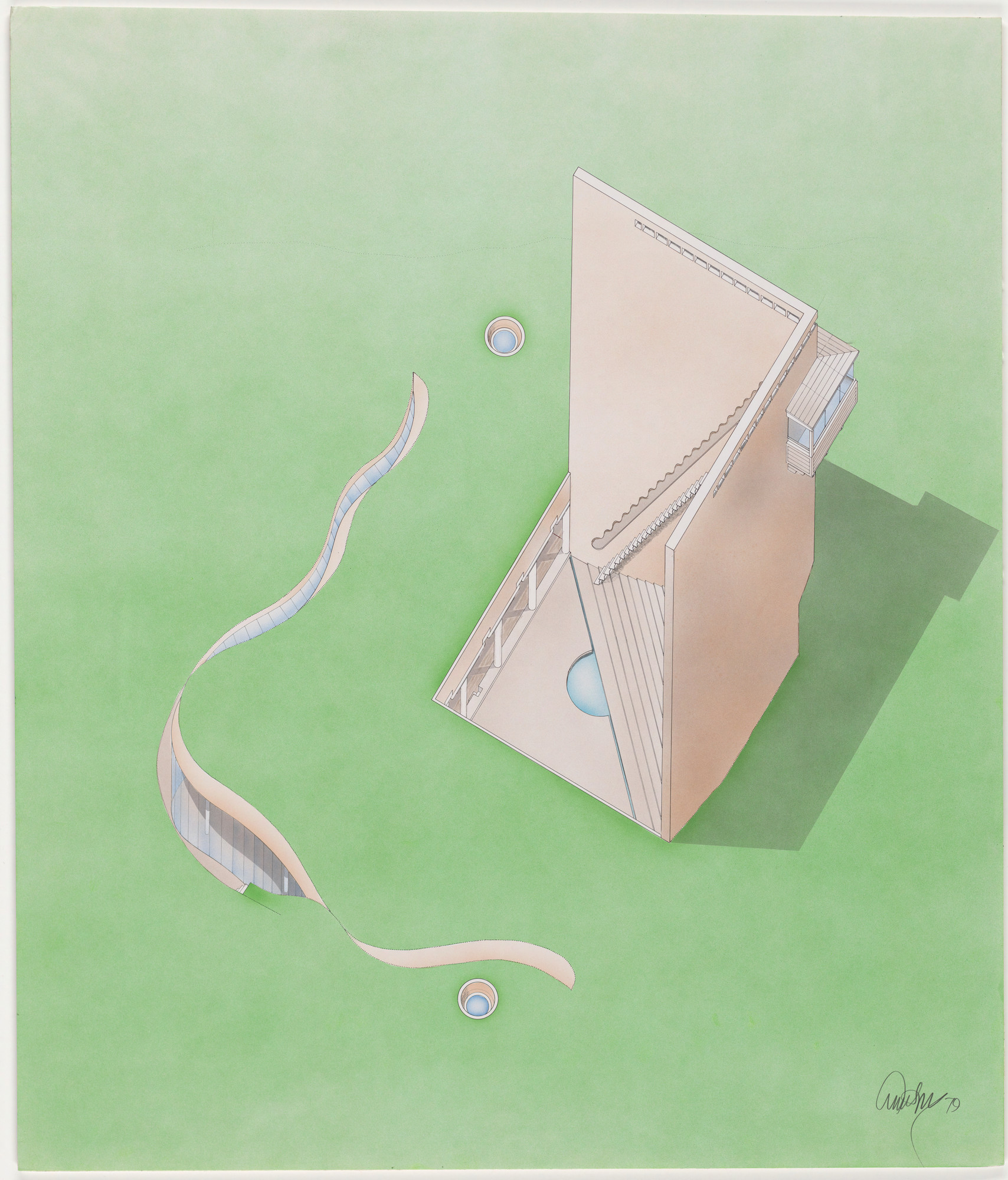 Emilio Ambasz. Casa de Retiro Espiritual Córdoba, Spain Aerial