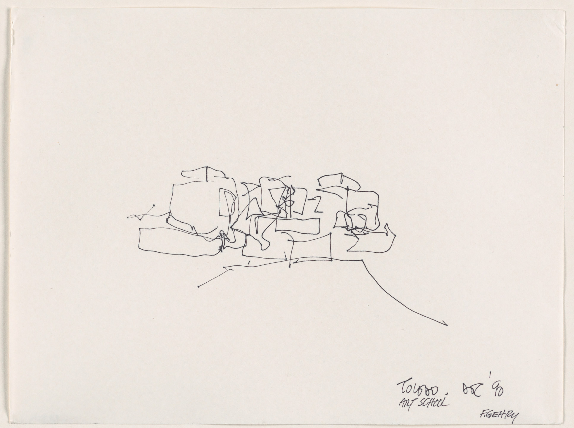 Frank O. Gehry. University of Toledo Center for the Visual Arts, Toledo, Ohio, Exterior perspective. 1990