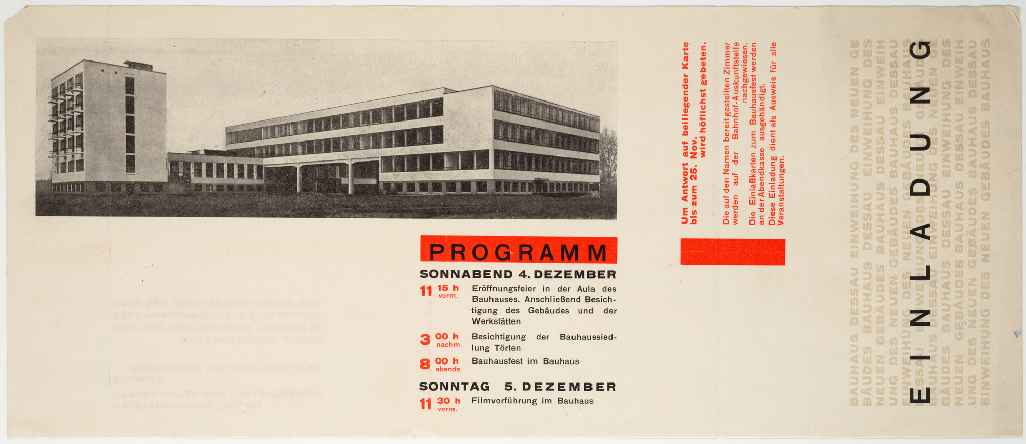 Herbert Bayer. Einladung Bauhaus Dessau