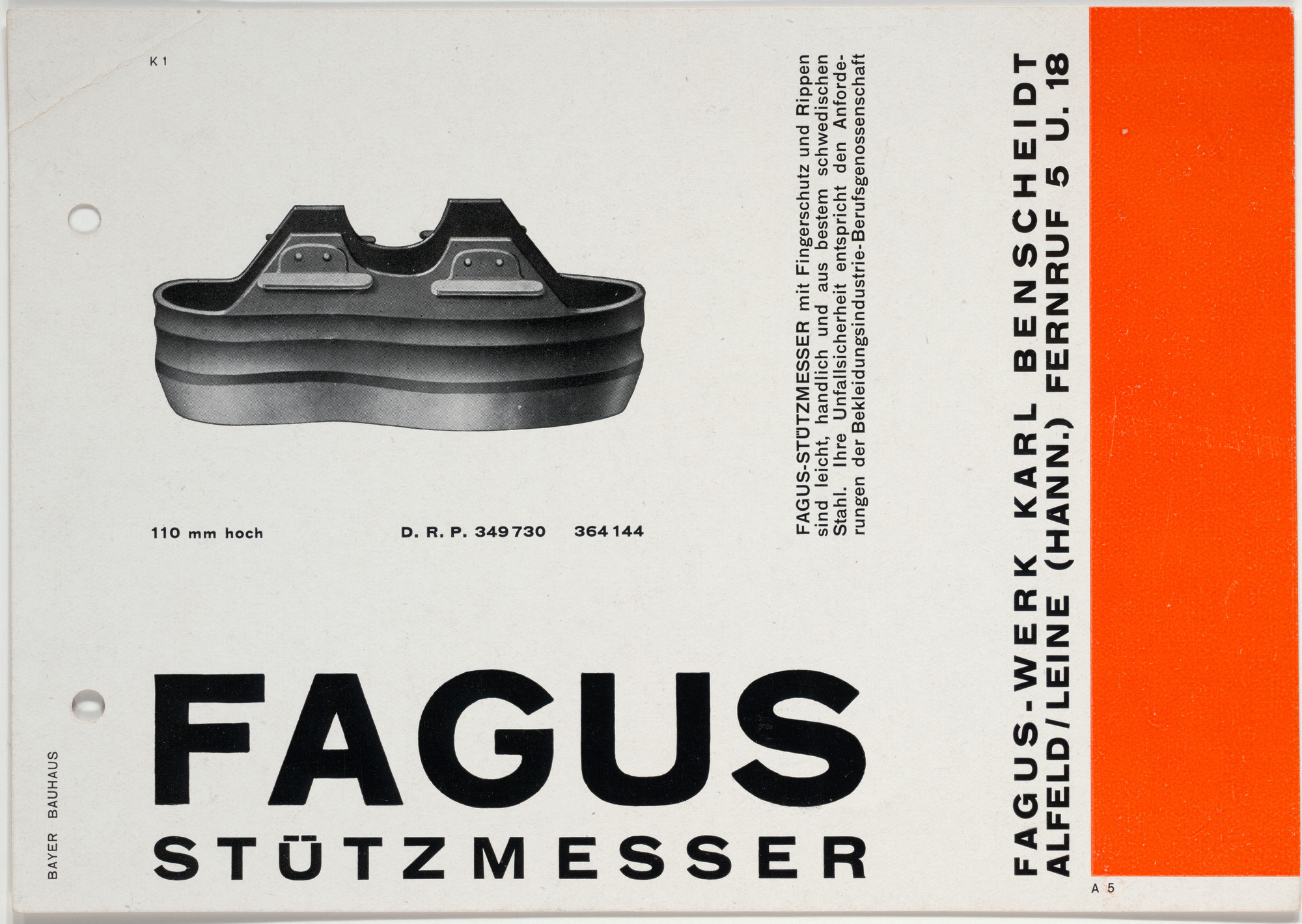Herbert Bayer. Fagus Stützmesser