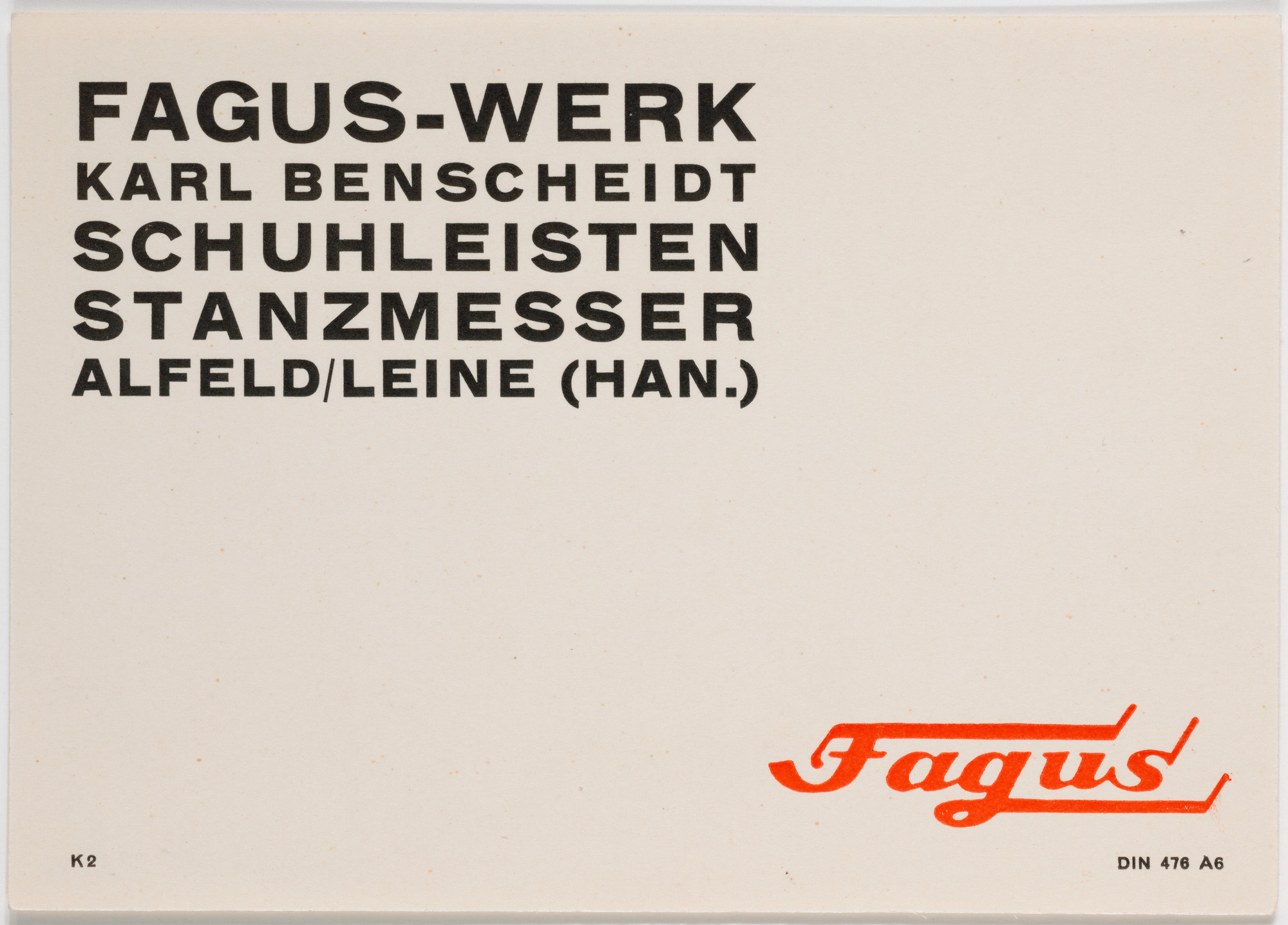 Herbert Bayer. Fagus-Werk, Schuhleisten, Stanzmesser