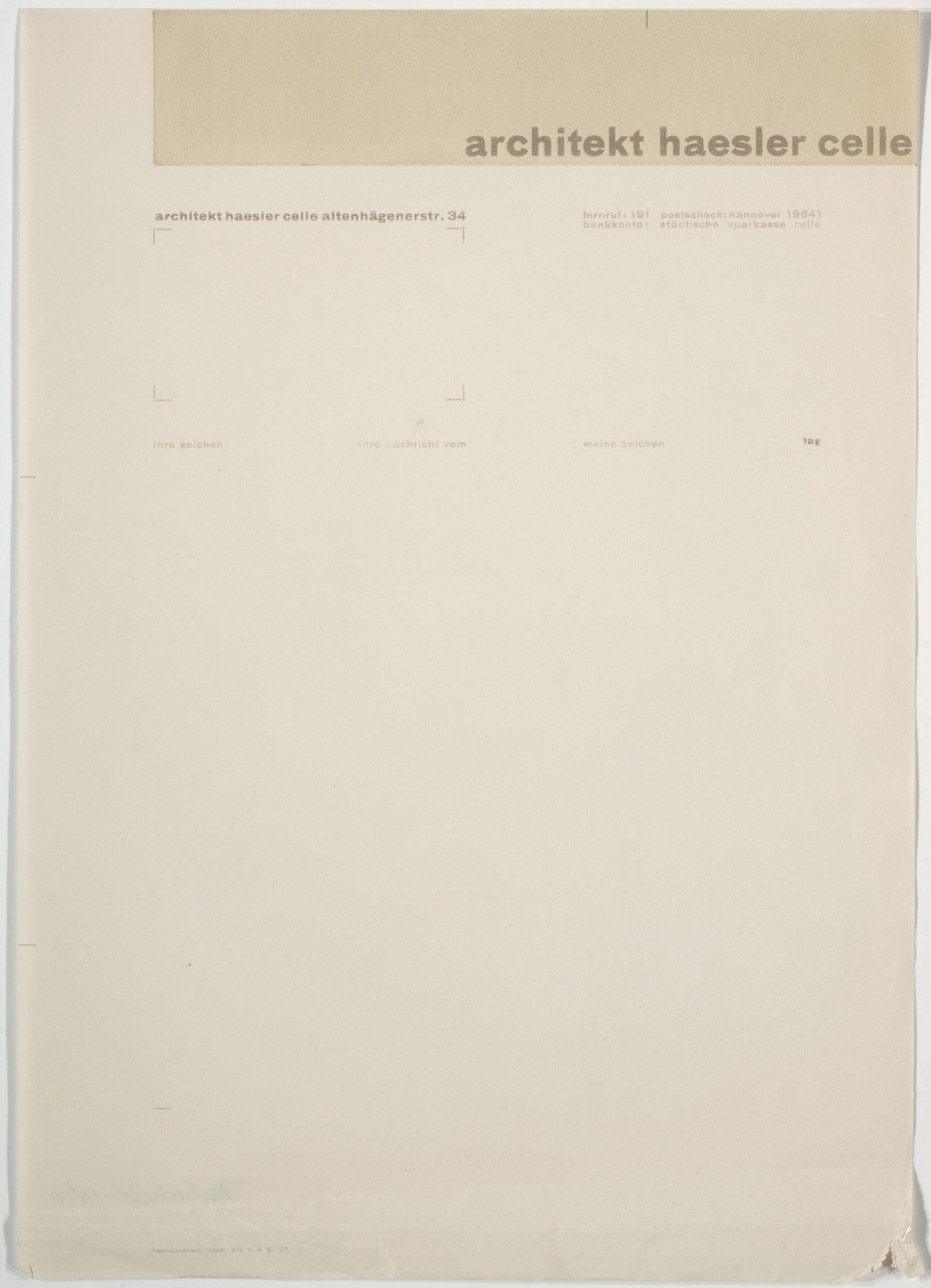 Herbert Bayer. Architekt Haesler Celle