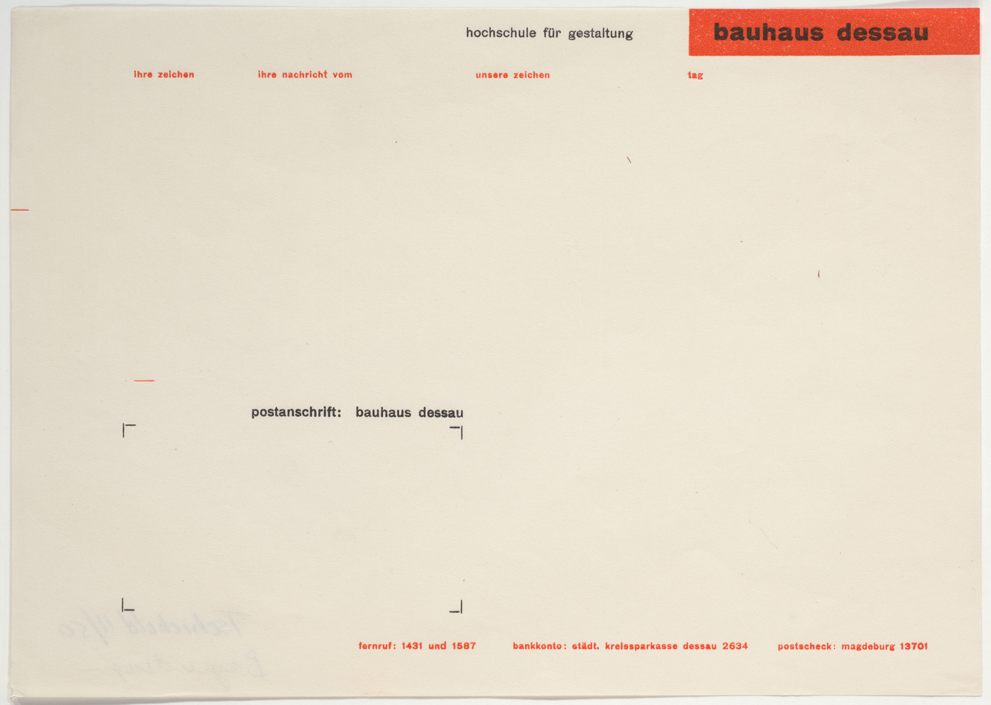 Herbert Bayer. Hochschule für Gestaltung, Bauhaus Dessau. 1927