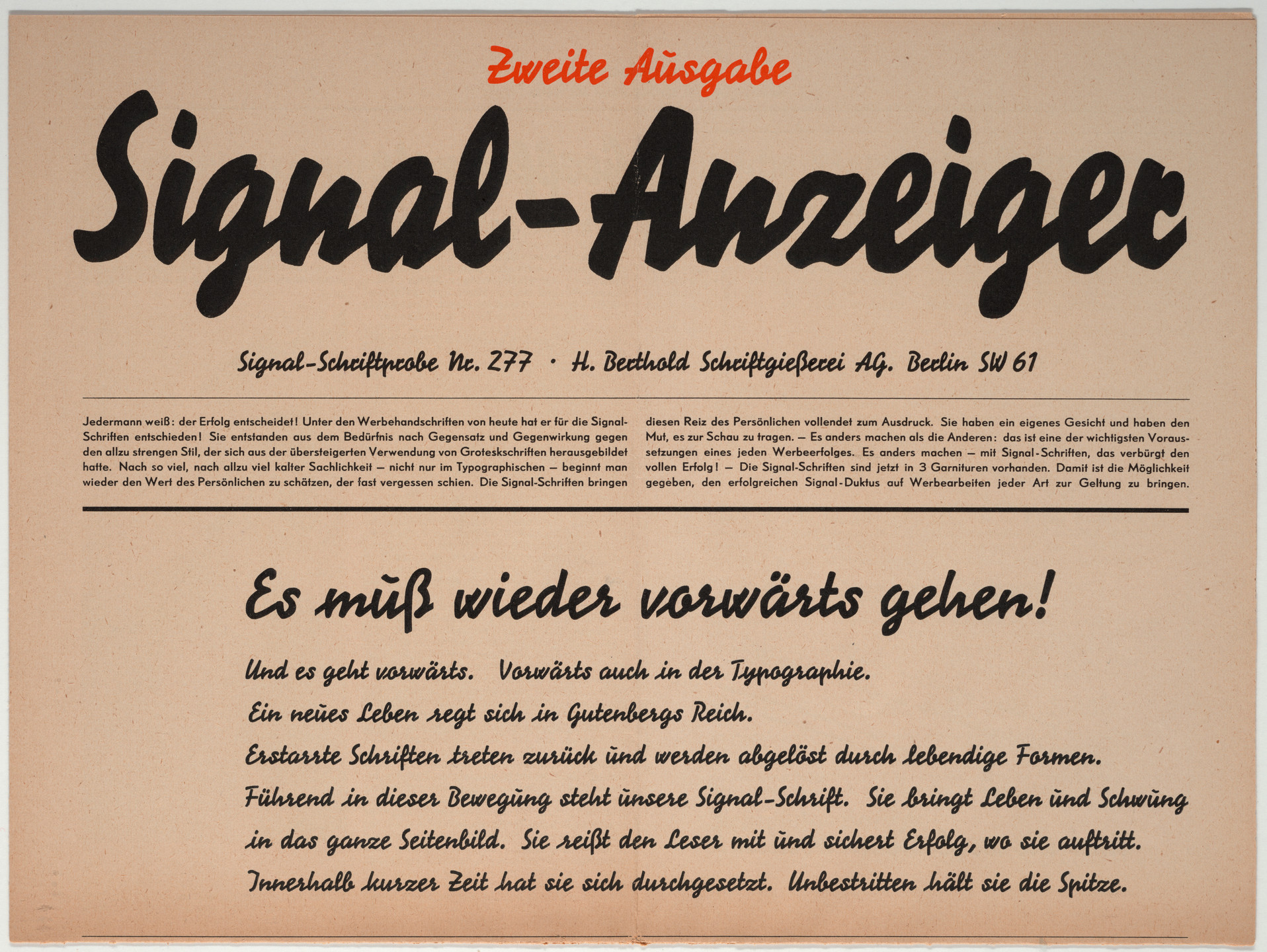 Herbert Bayer. Signal-Anzeiger, Signal-Schriftprobe No. 277. 1929