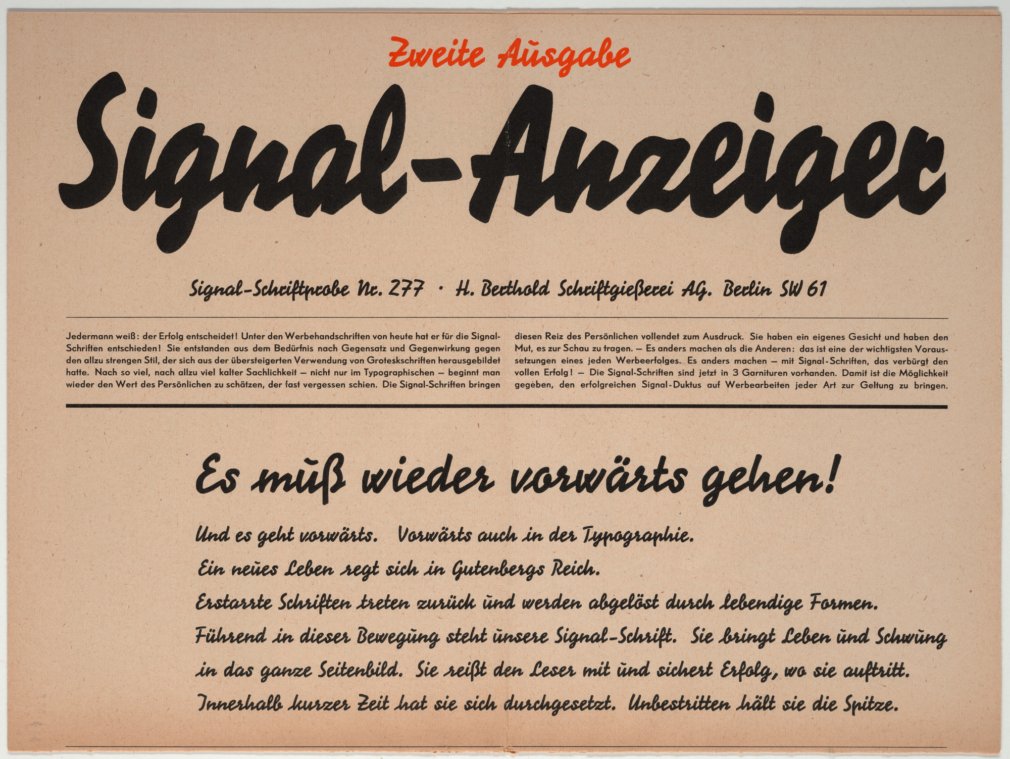 Herbert Bayer. Signal-Anzeiger, Signal-Schriftprobe No. 277