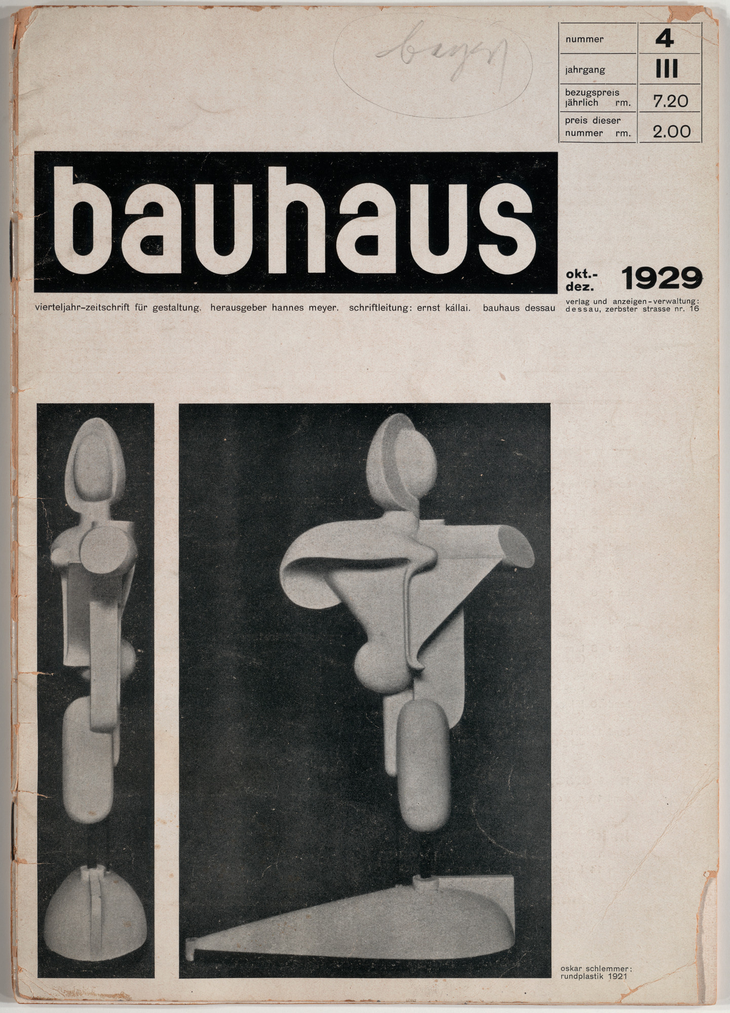 Bauhaus: Vierteljahr-Zeitschrift für Gestaltung, October-December