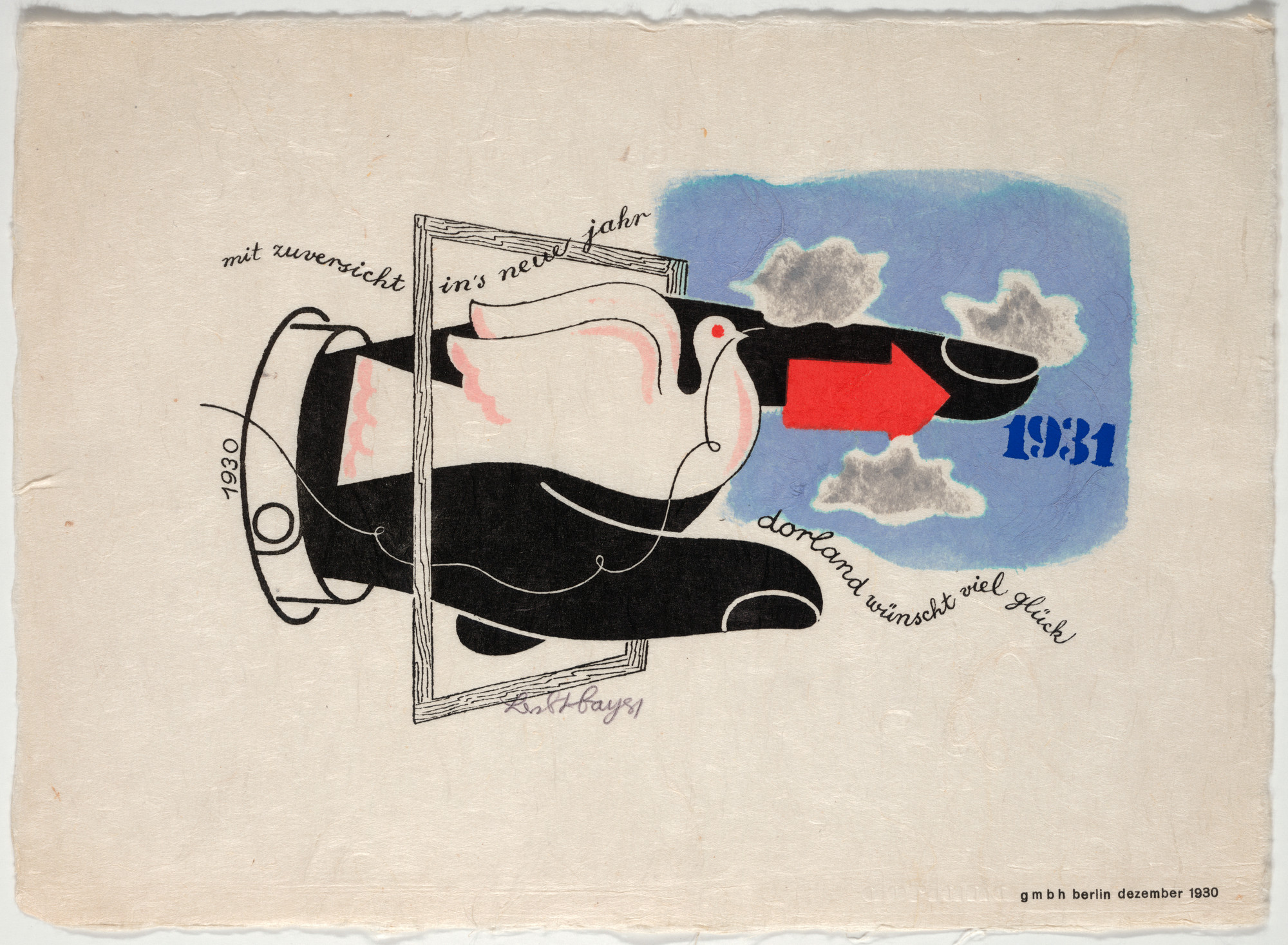 Herbert Bayer. Mit Zuversicht in's neue Jahr Dorland wünscht viel Glück, 1930-1931