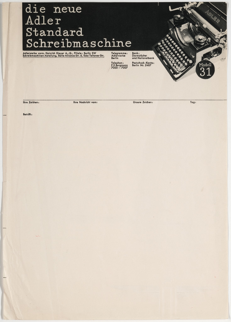 Adler Werke, Berlin letterhead