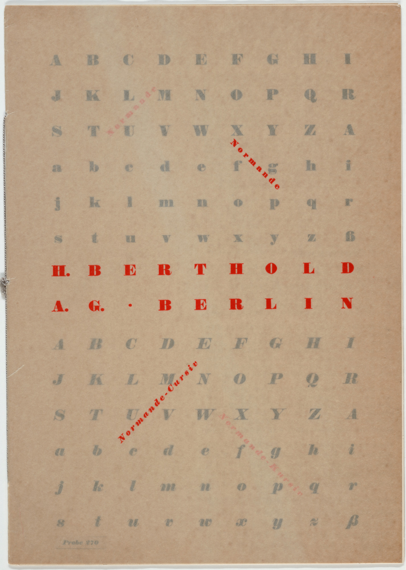 Herbert Bayer. H. Berthold A.G., Berlin, Normande und Normande-Cursiv, Probe 270