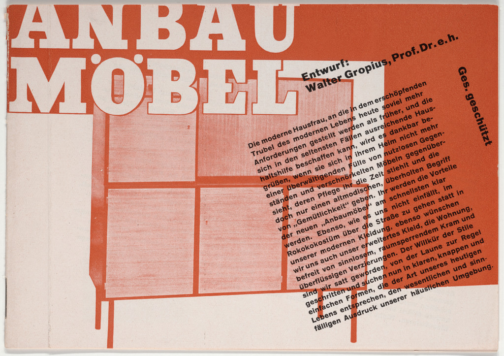 Anbaumöbel, Entwurf: Walter Gropius, Prof. Dr. e.H (Brochure promoting modular furniture designed by Walter Gropius for the Berlin firm Feder)