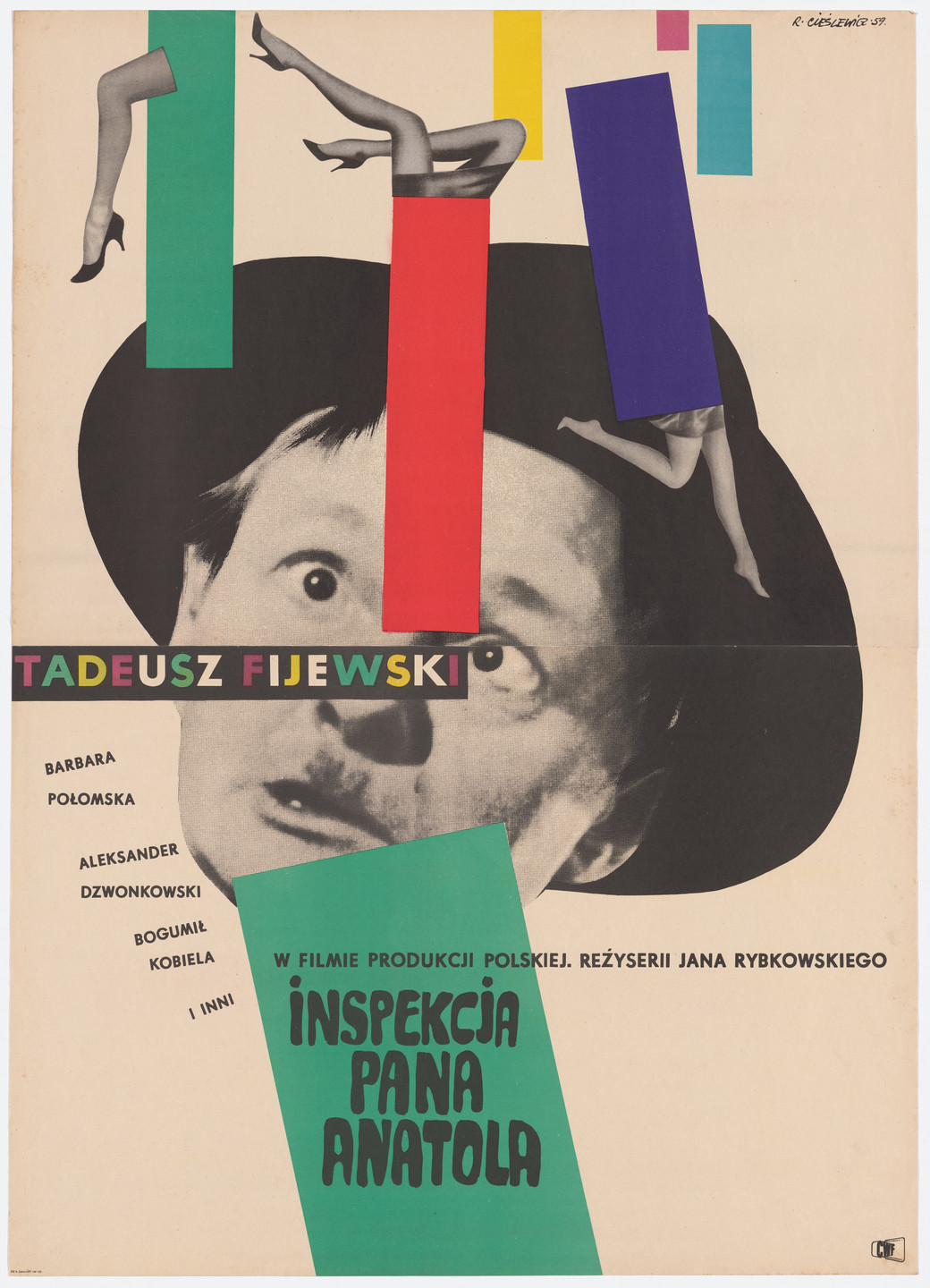 Roman Cieslewicz. Inspekcia Pana Anatola (Mr. Anatol&#39;s Inspection) (Poster for the Polish film directed by Jan Rybkowski). 1959