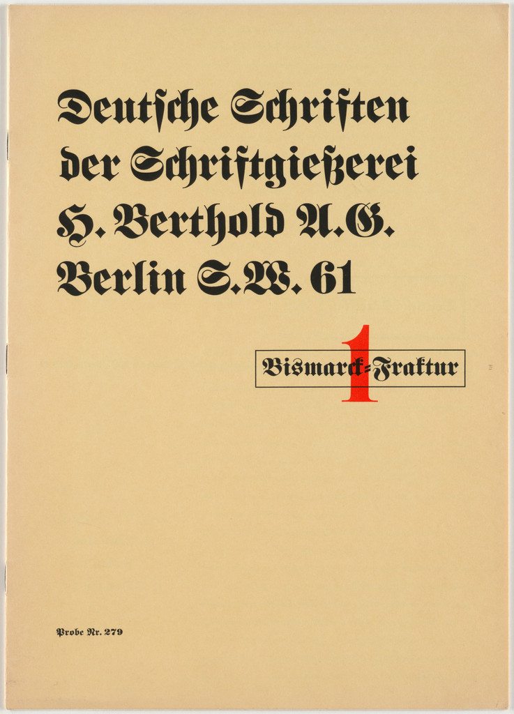 Deutsche Schriften der Schriftgiesserei H. Berthold A.G. Berlin SW 61, Bismarck-Fraktur, Probe Nr. 279