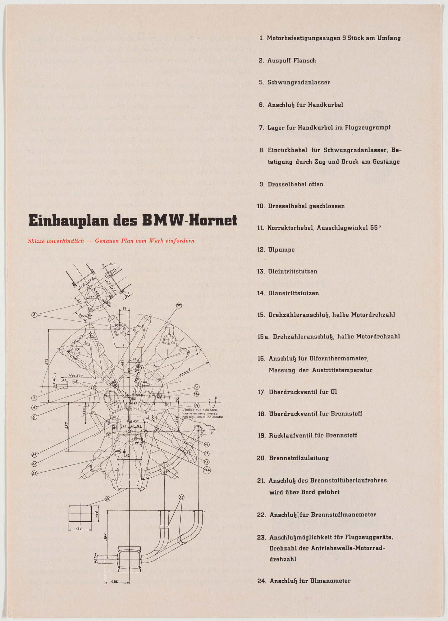 Georg Trump. Einbauplan des BMW-Hornet