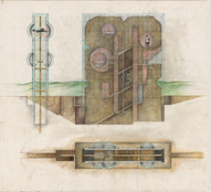 Raimund Abraham. The House without Rooms Project, Elevation and plan. 1974